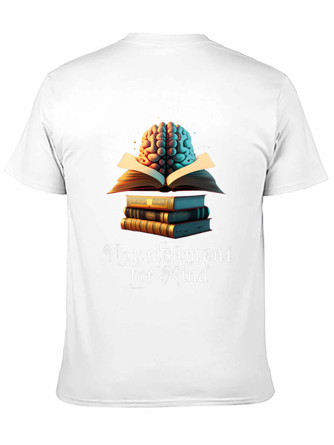 Nourishment for Mind T-Shirt: Brain & Books Design