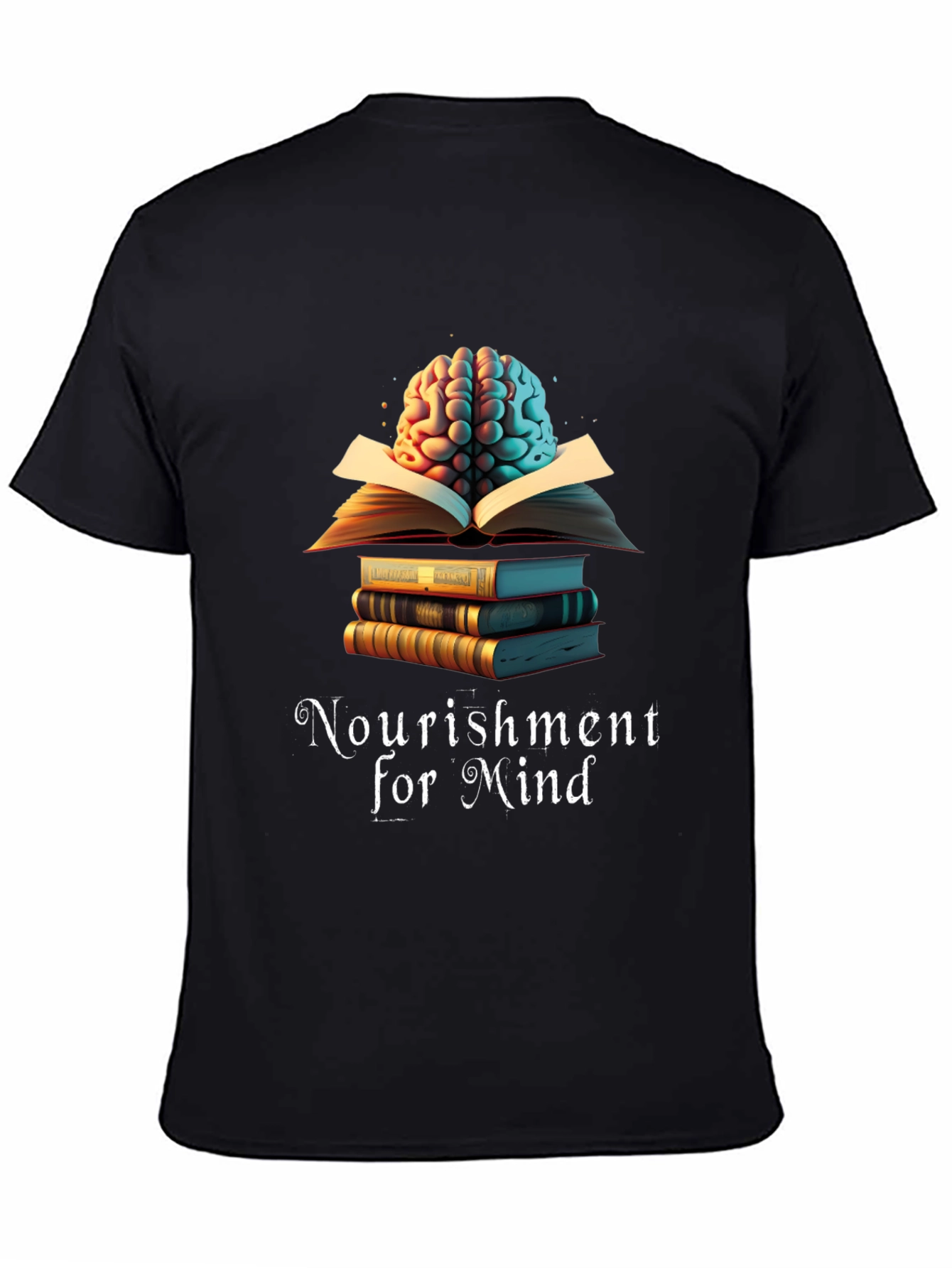 Nourishment for Mind T-Shirt: Brain & Books Design