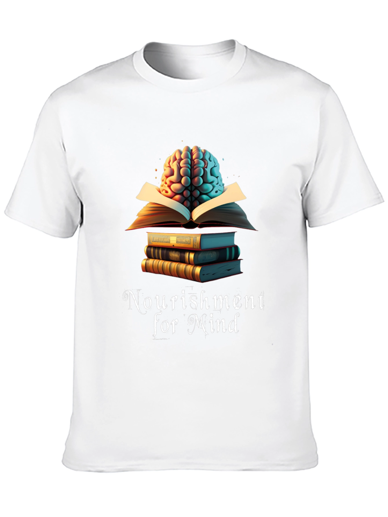 Nourishment for Mind T-Shirt: Brain & Books Design