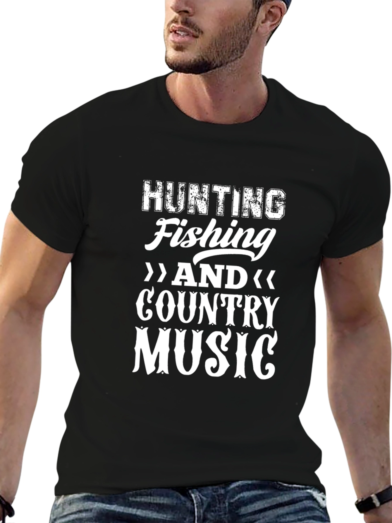 Hunting Fishing Country Music Graphic T-Shirt