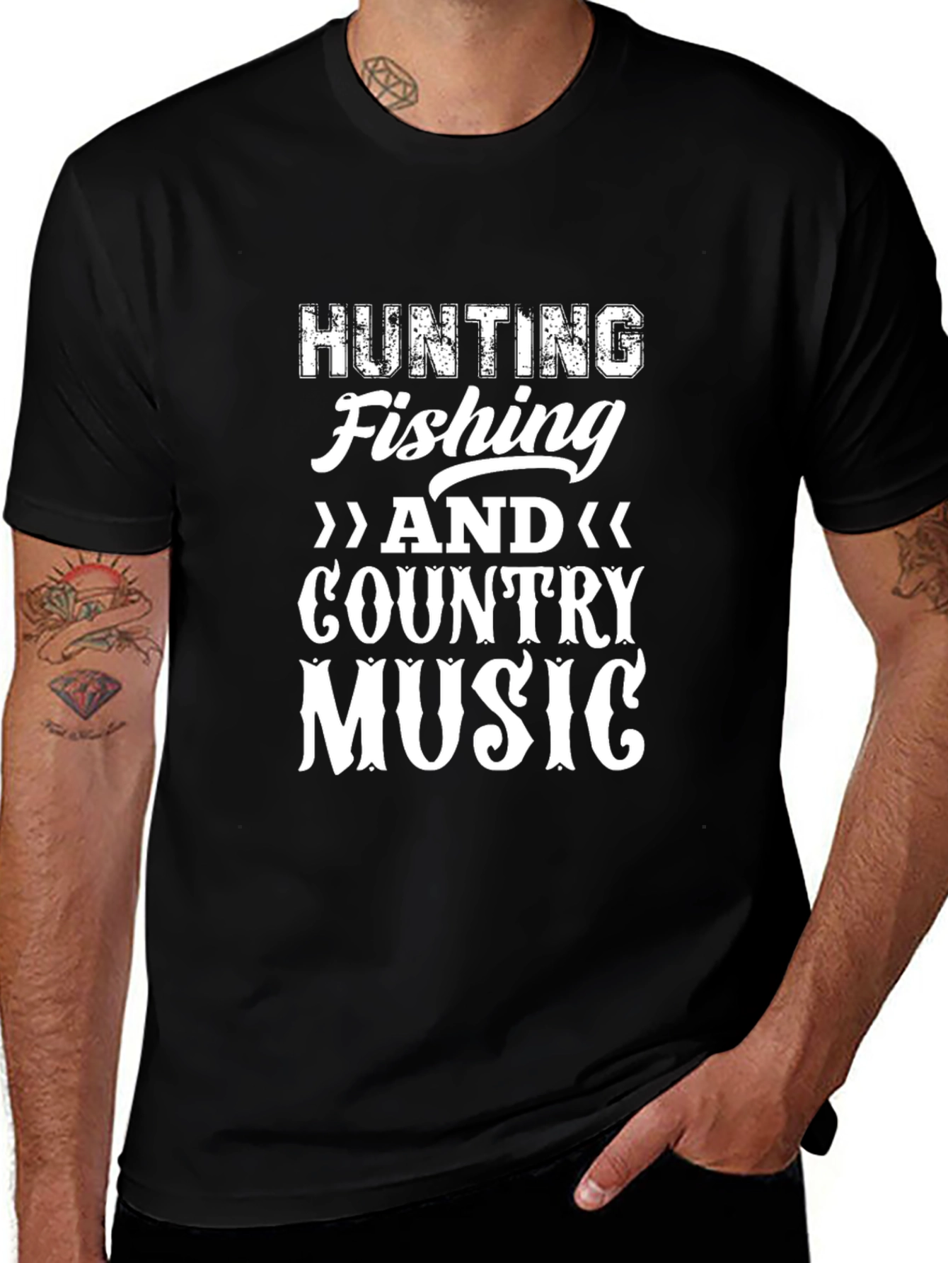 Hunting Fishing Country Music Graphic T-Shirt