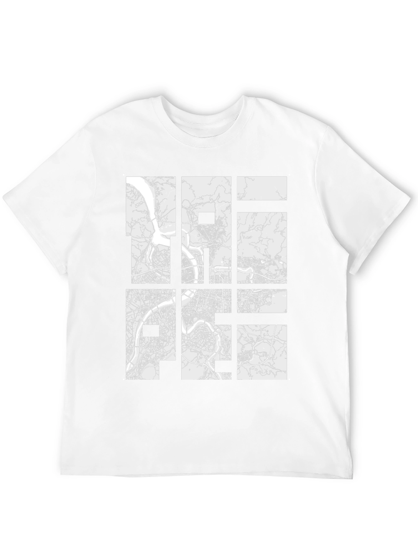 Modern City Map Grid Graphic Tee - Black
