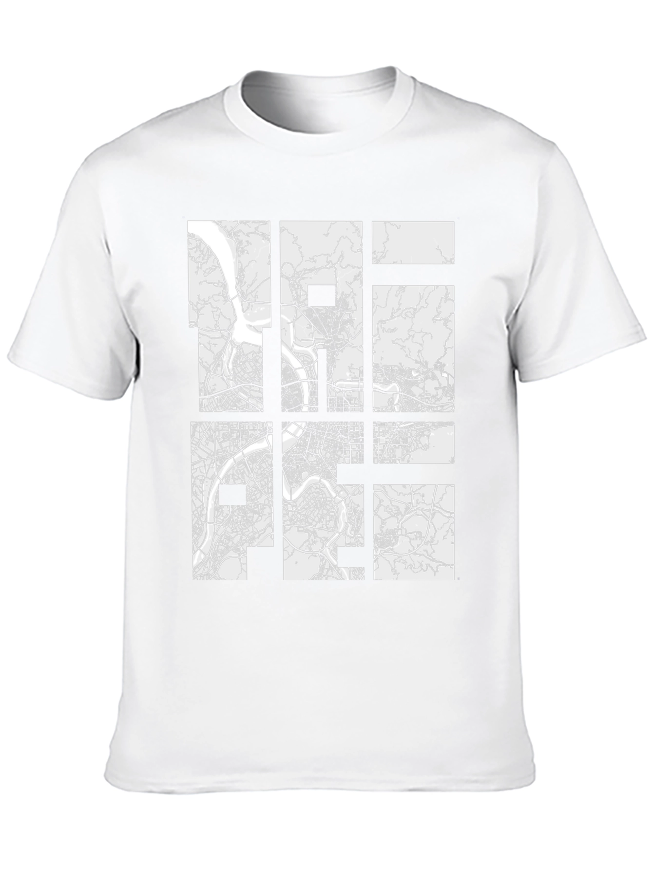 Modern City Map Grid Graphic Tee - Black