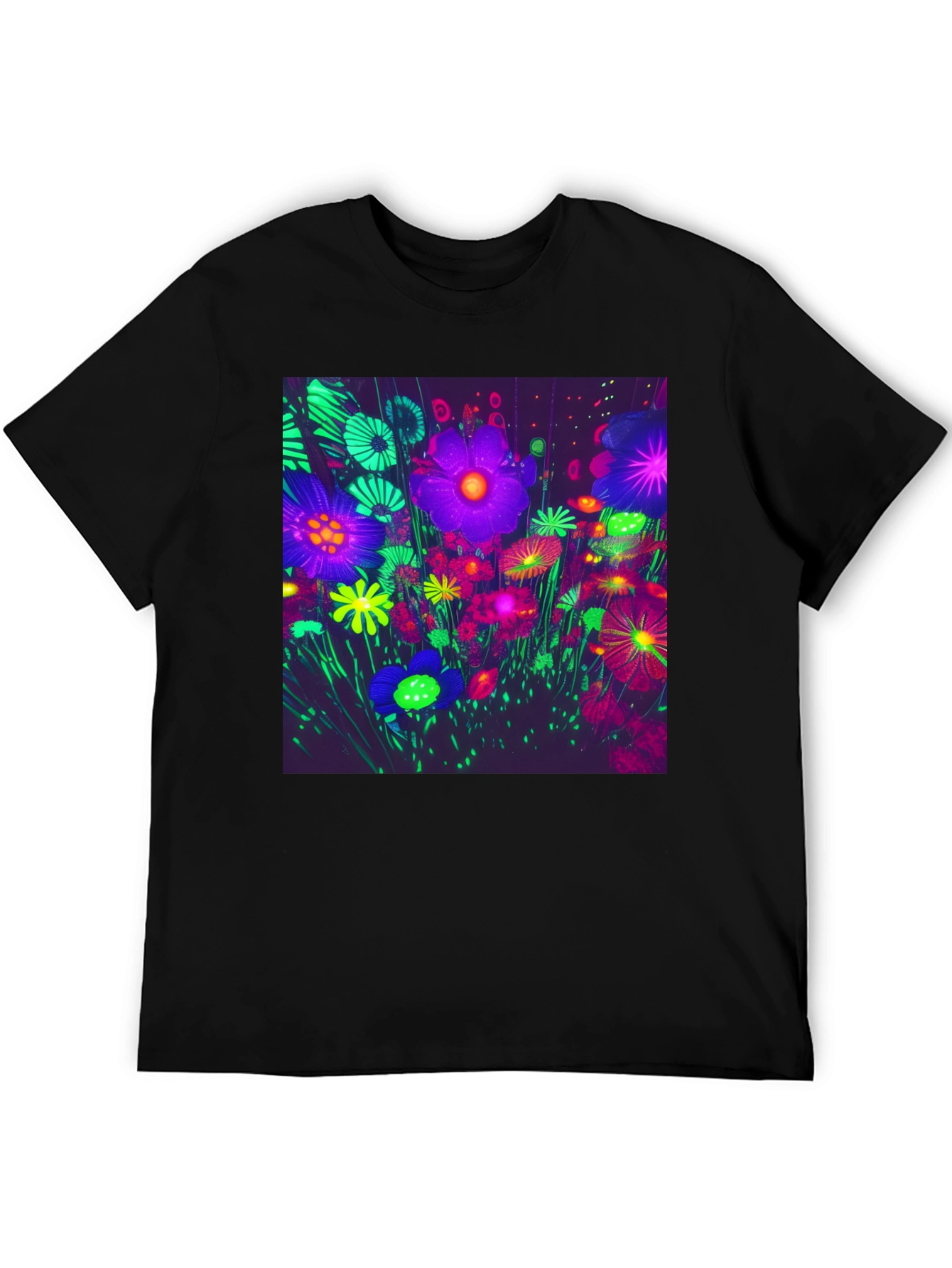 Neon Floral Print Tee - Bold Graphic Design