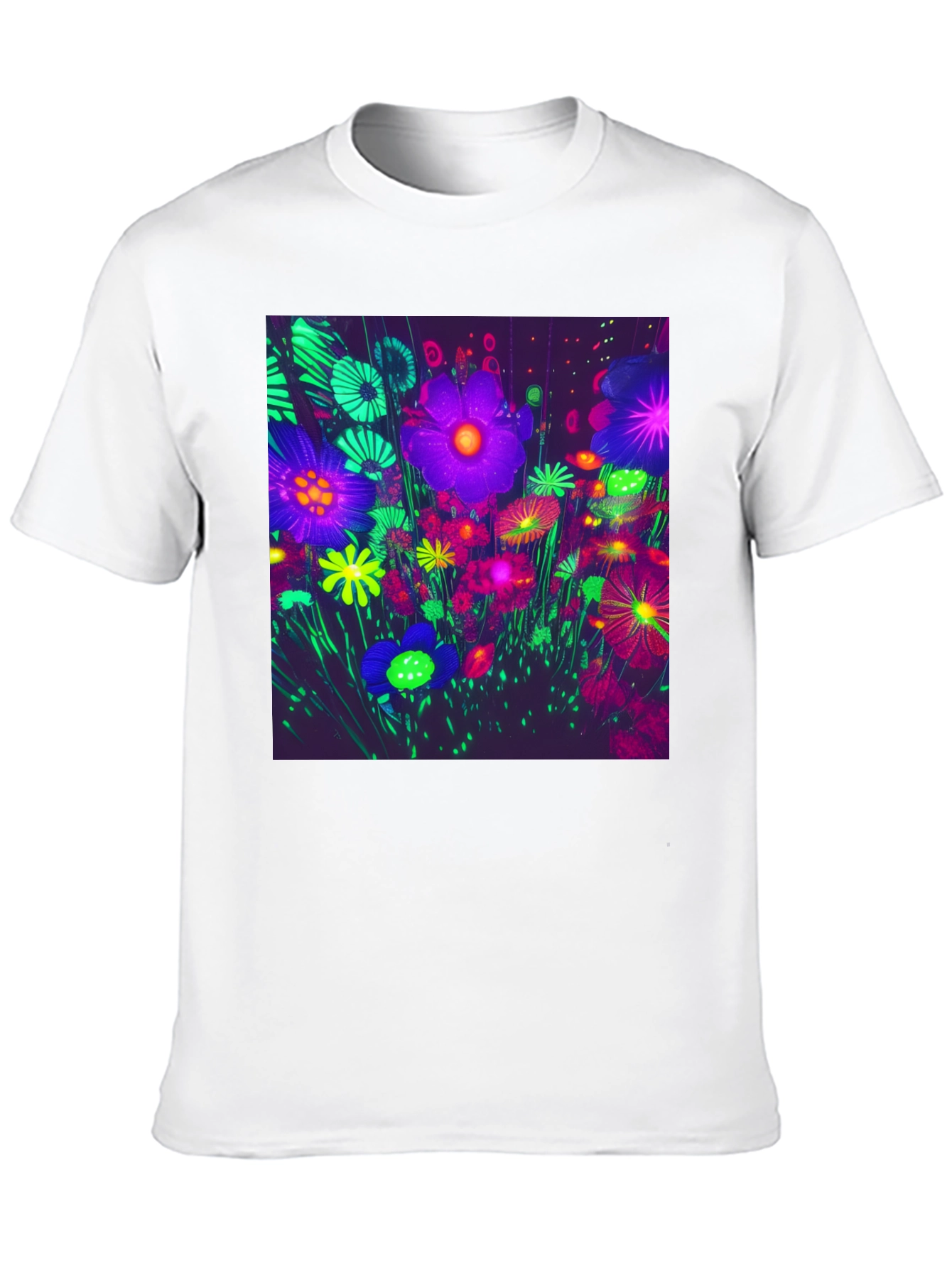 Neon Floral Print Tee - Bold Graphic Design