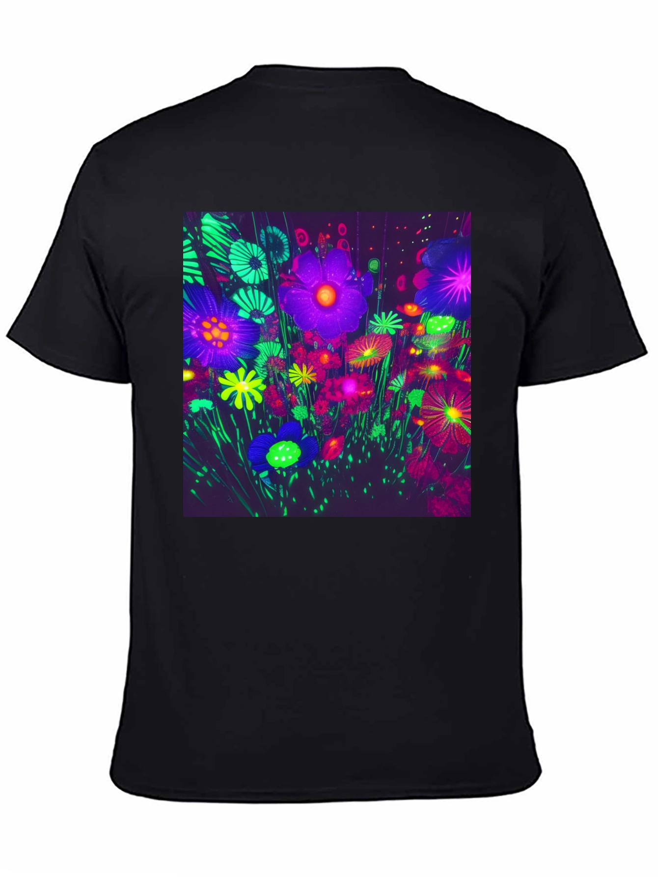 Neon Floral Print Tee - Bold Graphic Design