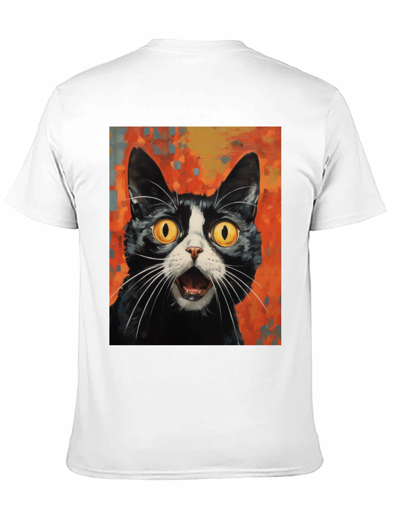 Shocked Cat Graphic Tee - Black Cotton T-Shirt