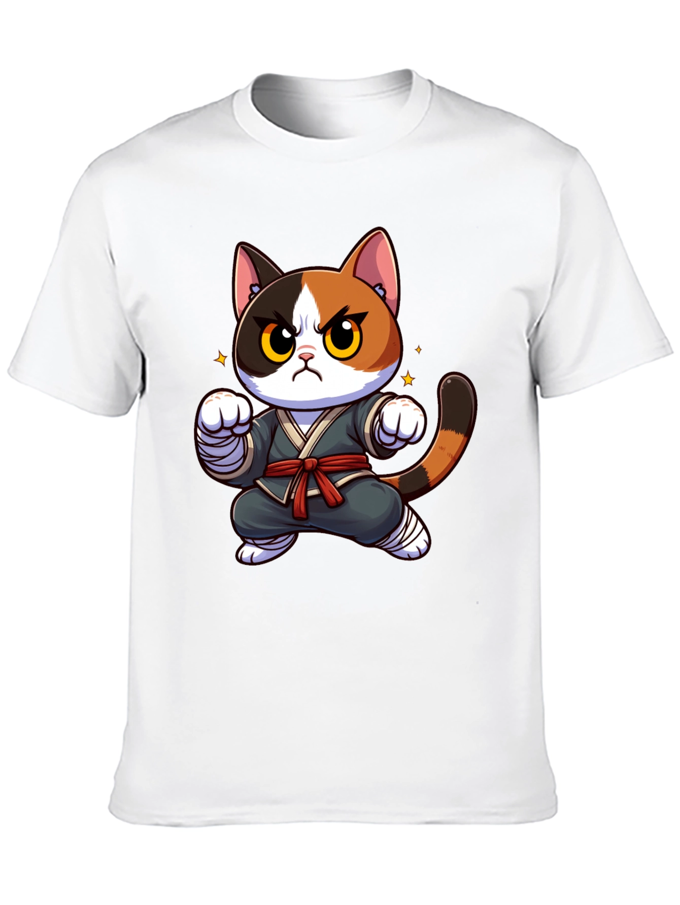 Ninja Cat Graphic T-Shirt - Black Cotton Tee