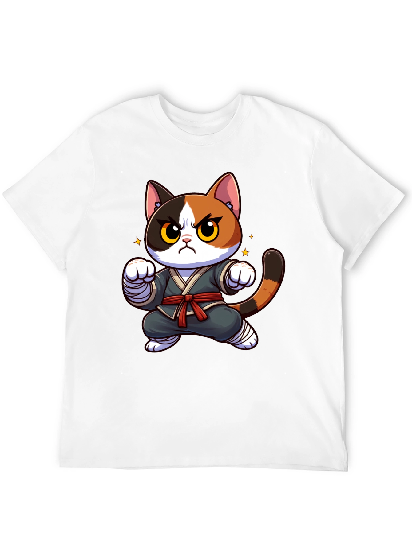 Ninja Cat Graphic T-Shirt - Black Cotton Tee