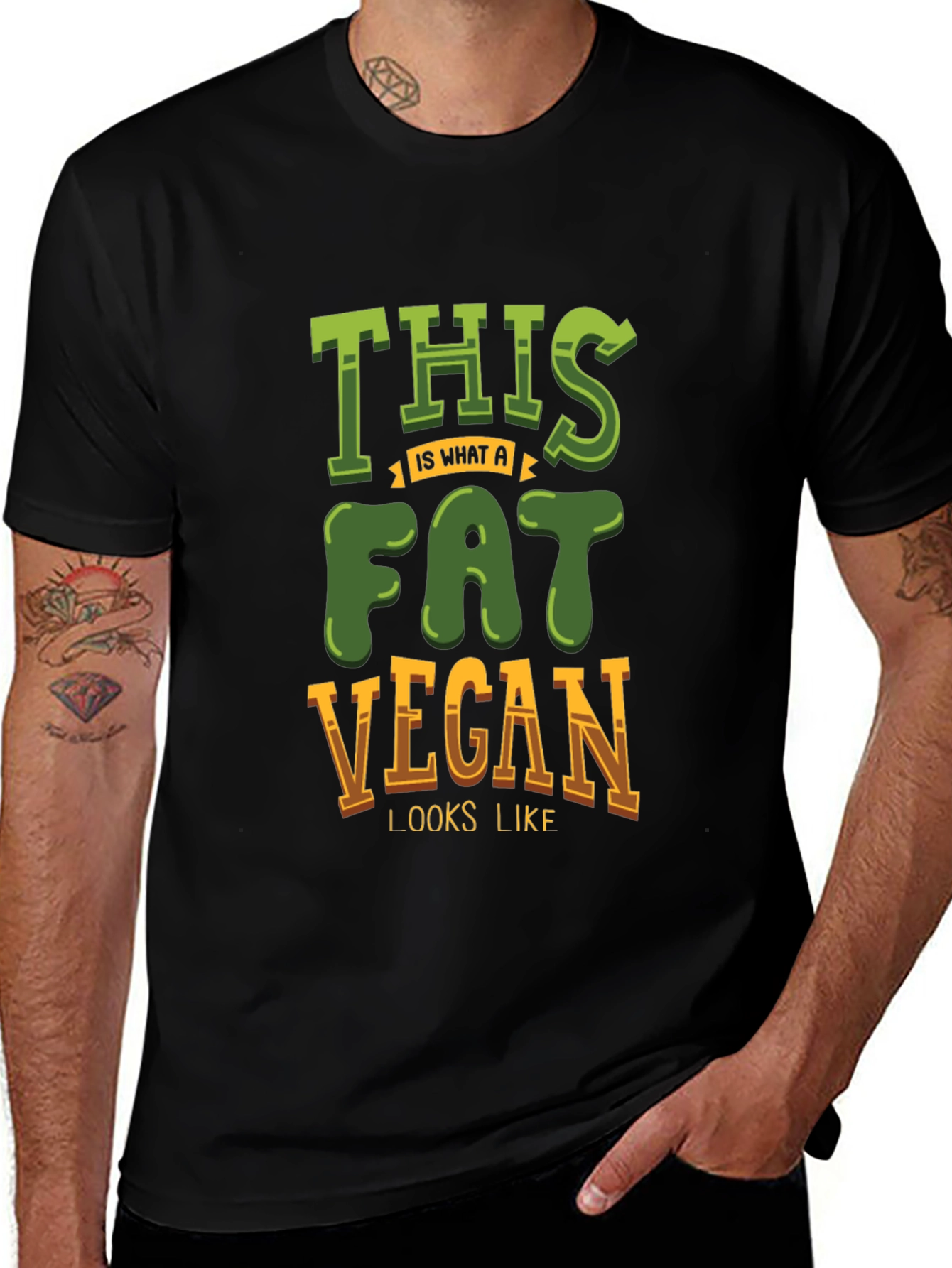 Fat Vegan T-Shirt - Funny Vegetarian Tee