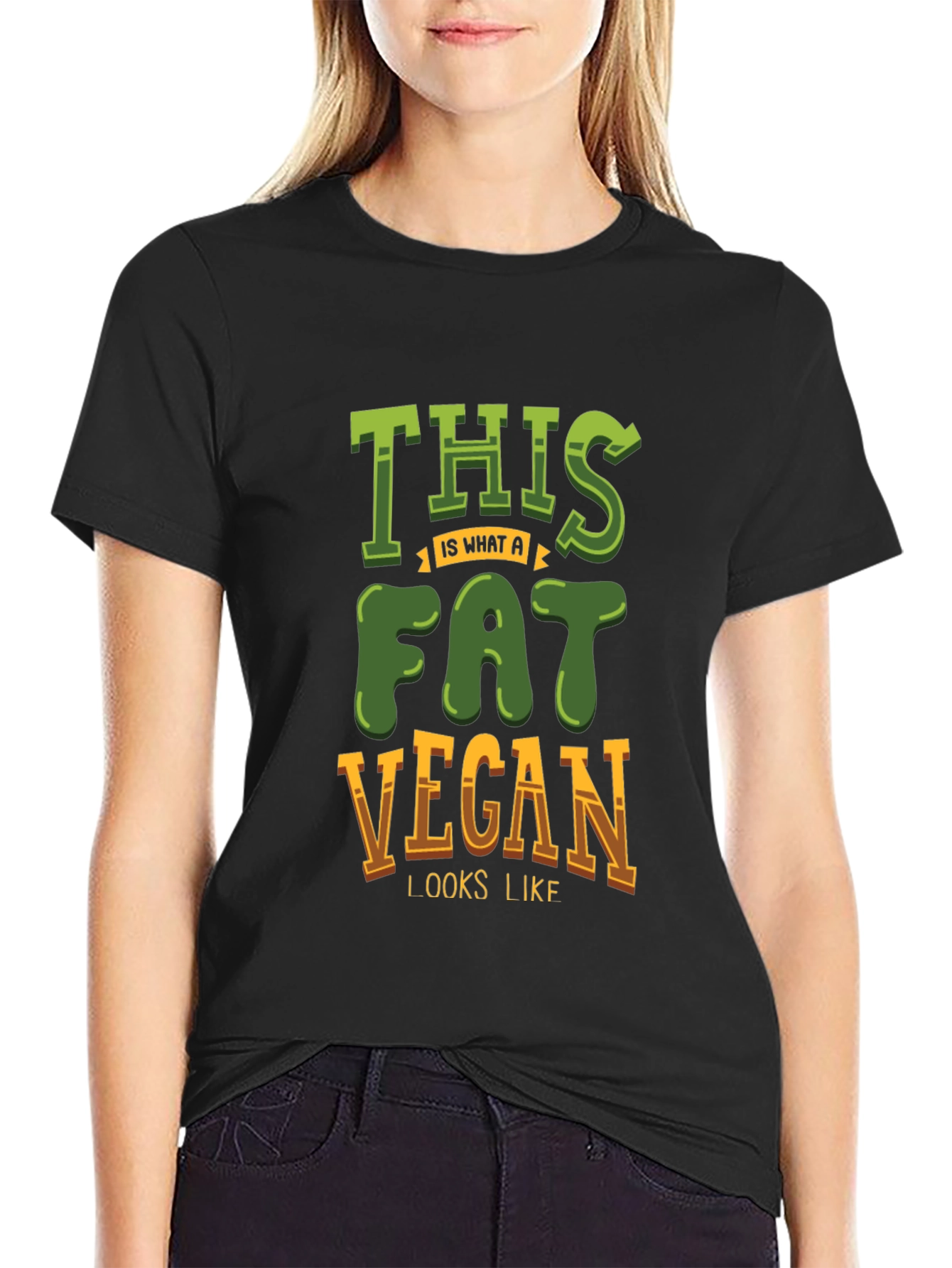 Fat Vegan T-Shirt - Funny Vegetarian Tee