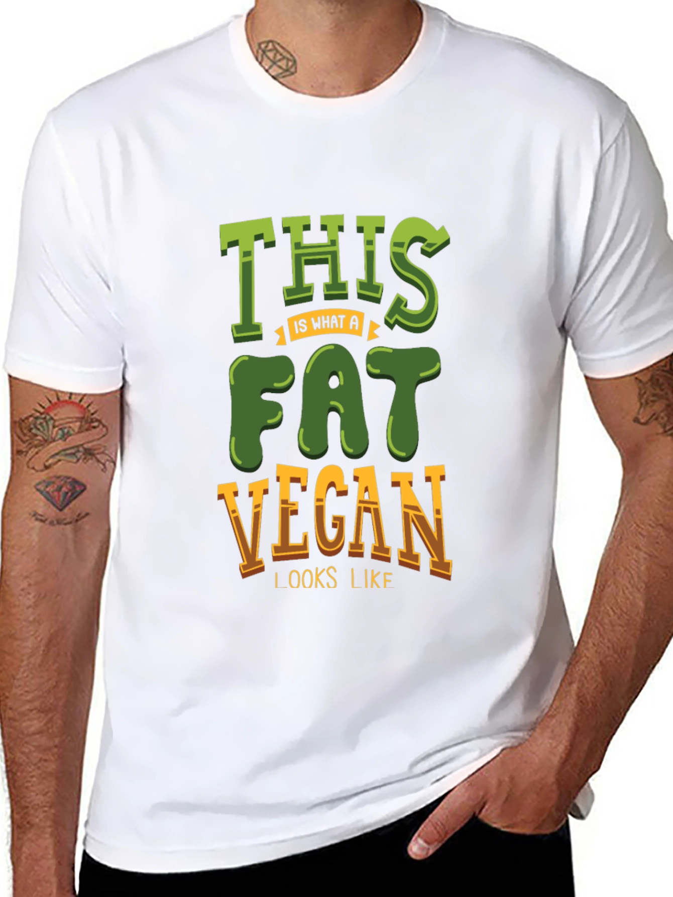 Fat Vegan T-Shirt - Funny Vegetarian Tee