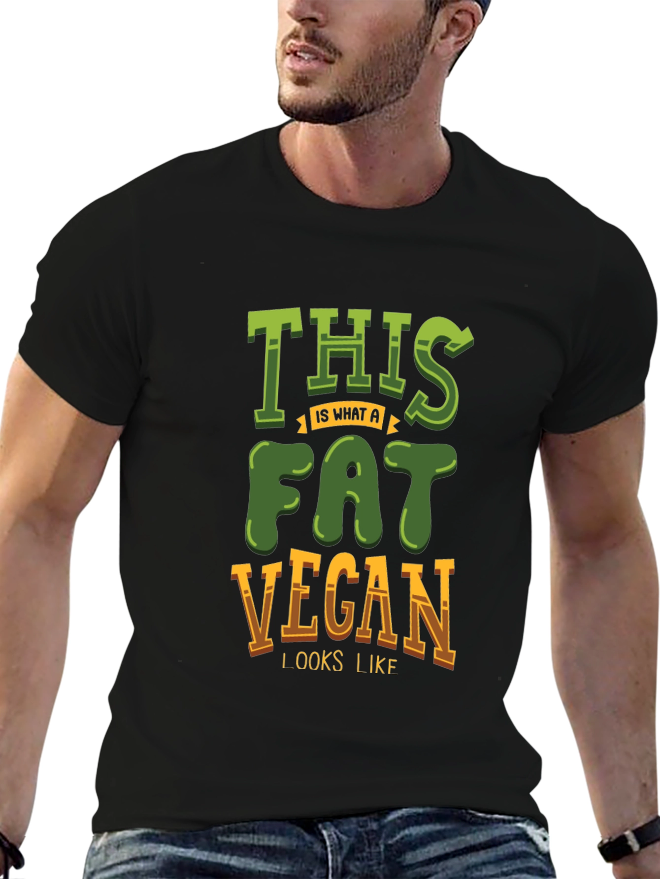 Fat Vegan T-Shirt - Funny Vegetarian Tee