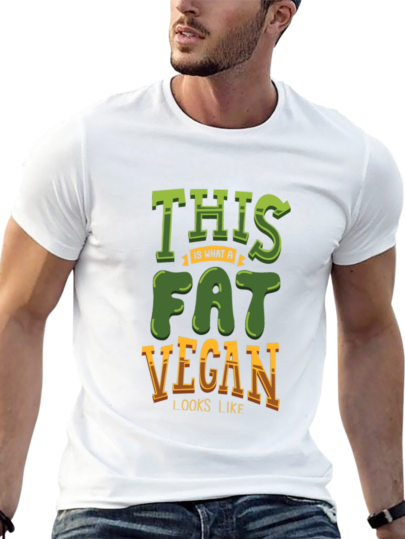 Fat Vegan T-Shirt - Funny Vegetarian Tee