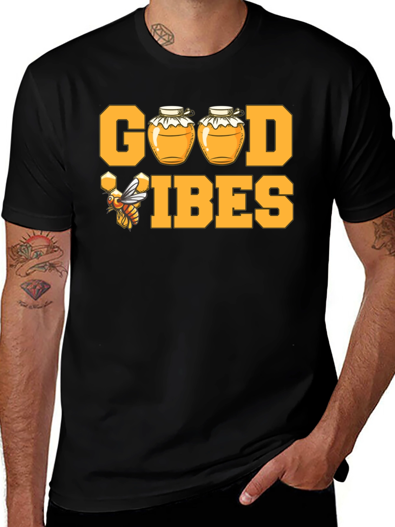 Good Vibes Honey Bee T-Shirt - Black