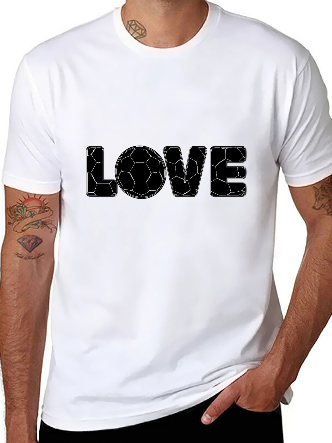 Soccer LOVE Graphic Tee - Black Casual T-Shirt