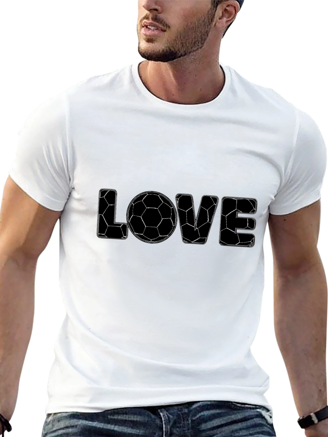 Soccer LOVE Graphic Tee - Black Casual T-Shirt
