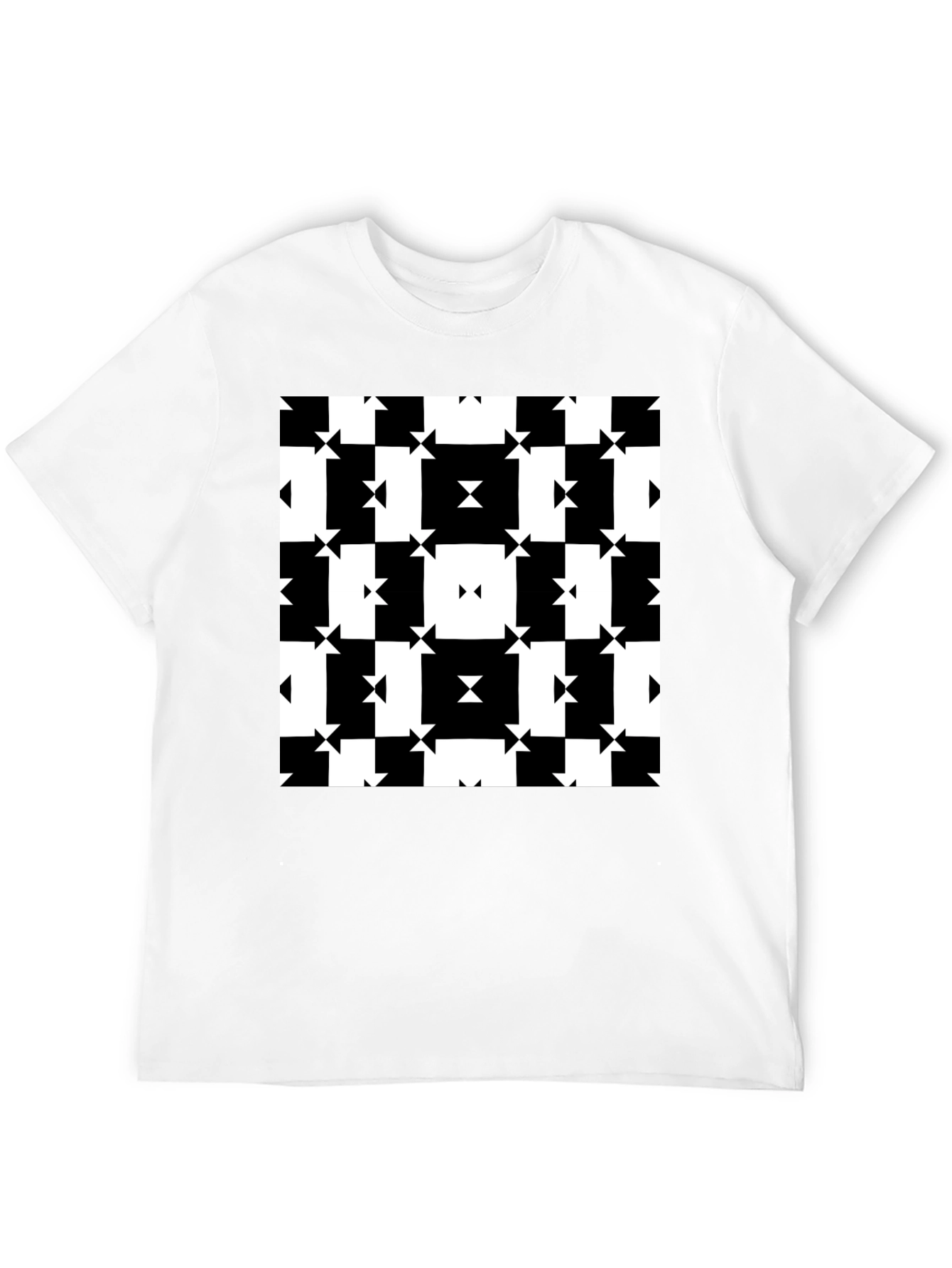 Geometric Pattern Tee - Modern Black & White Design