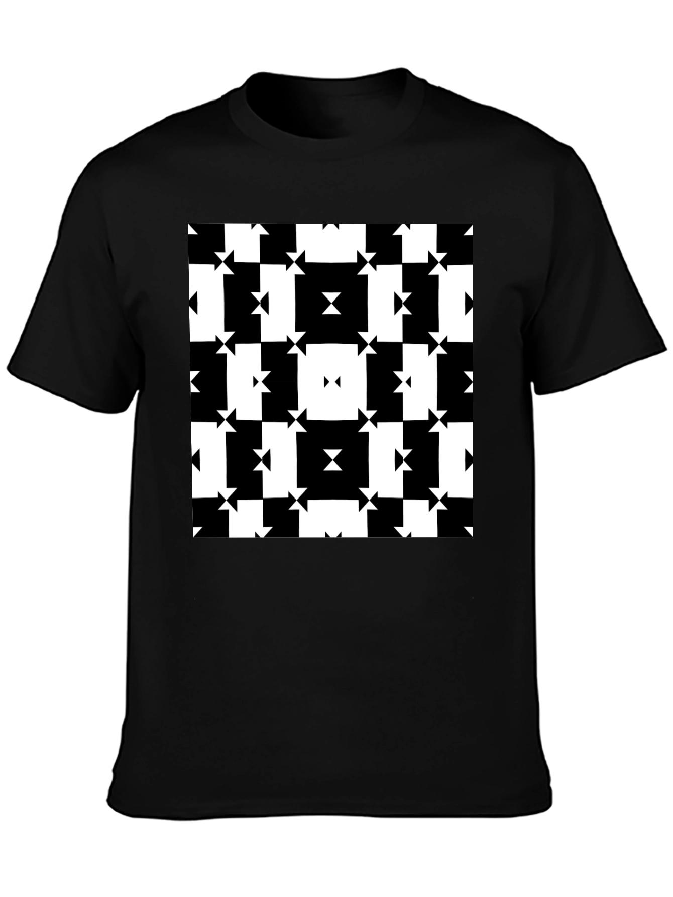 Geometric Pattern Tee - Modern Black & White Design
