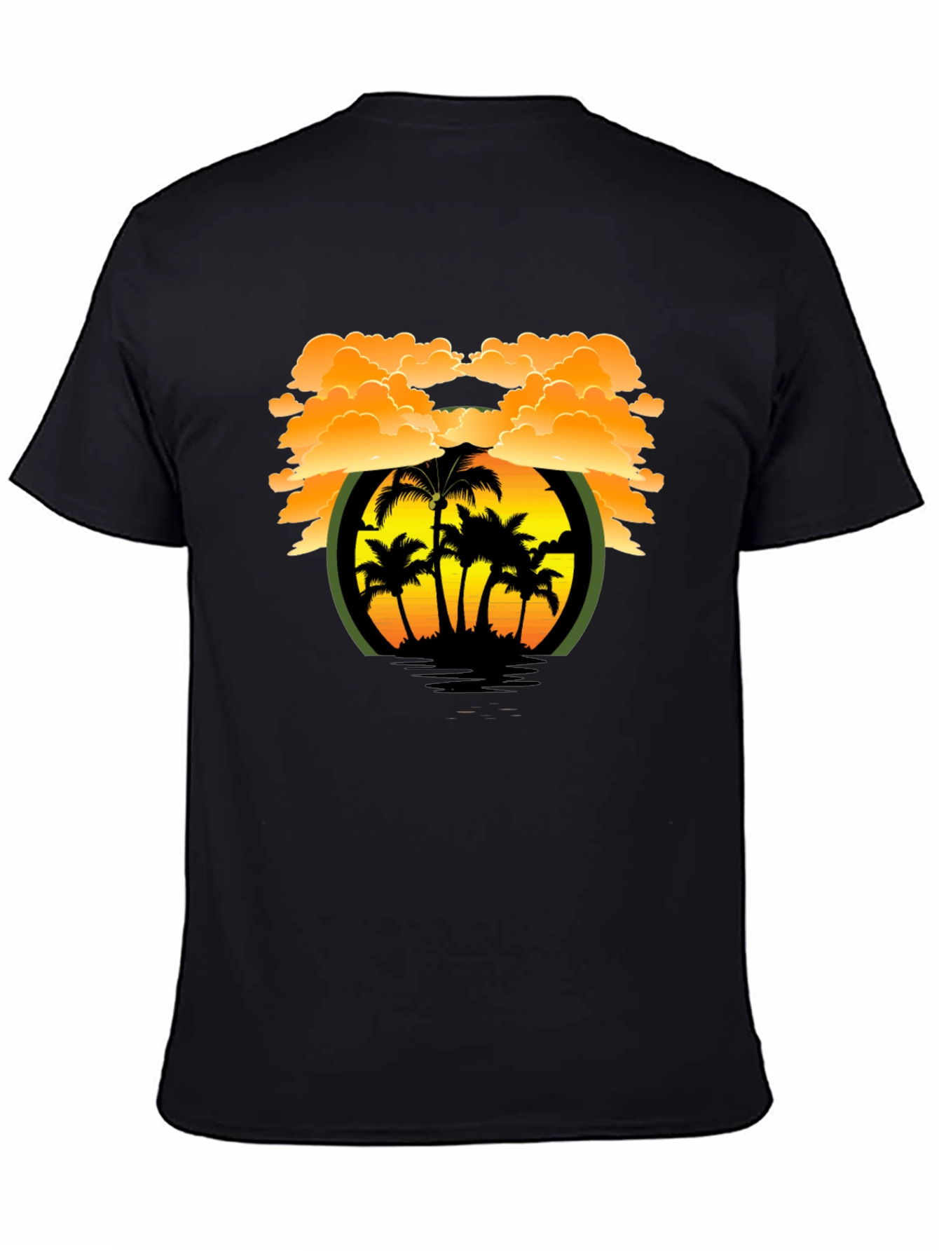 Tropical Sunset Graphic Tee - Black