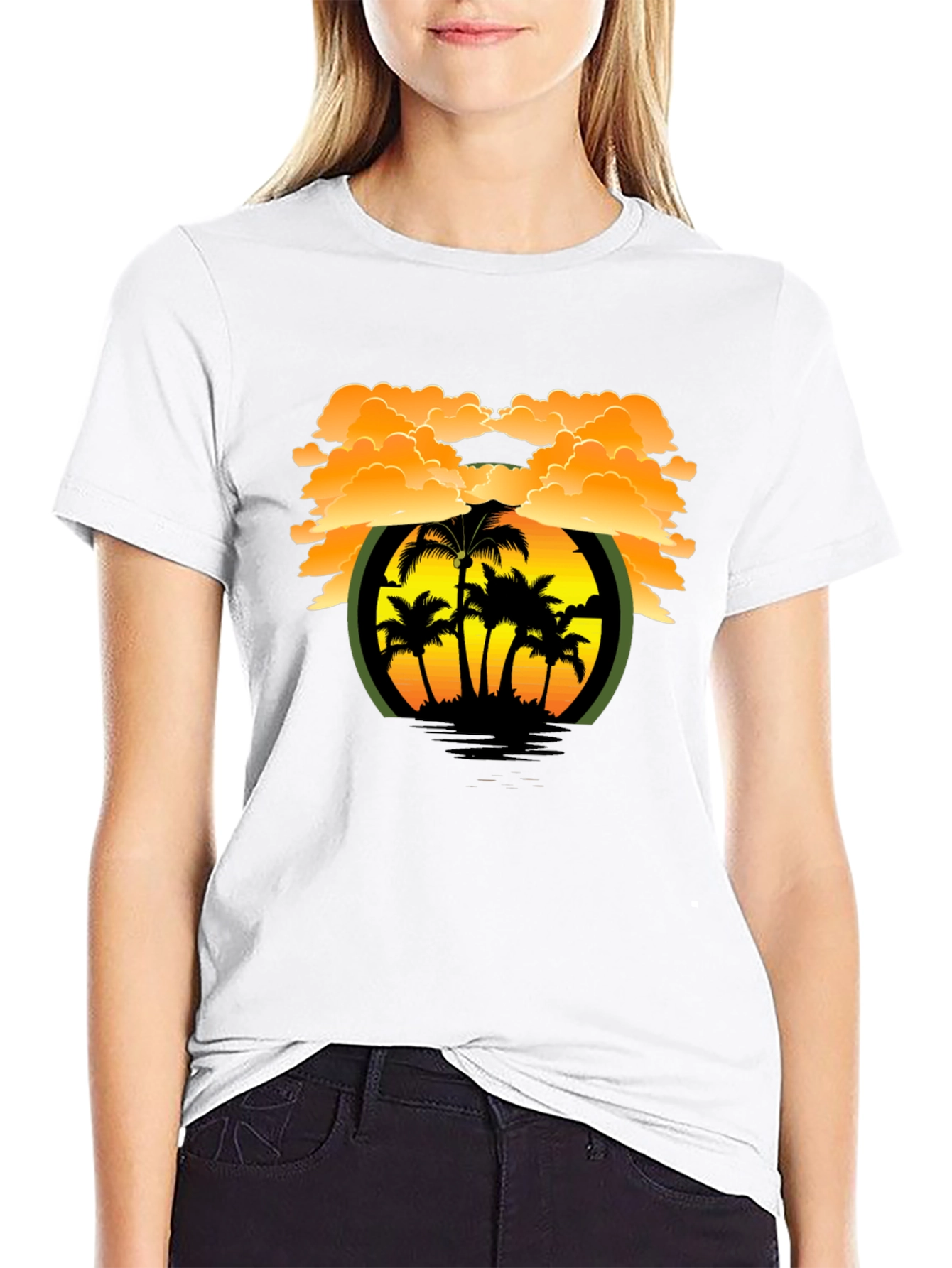 Tropical Sunset Graphic Tee - Black