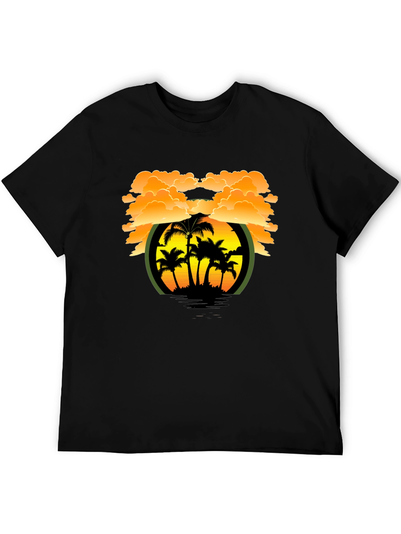 Tropical Sunset Graphic Tee - Black