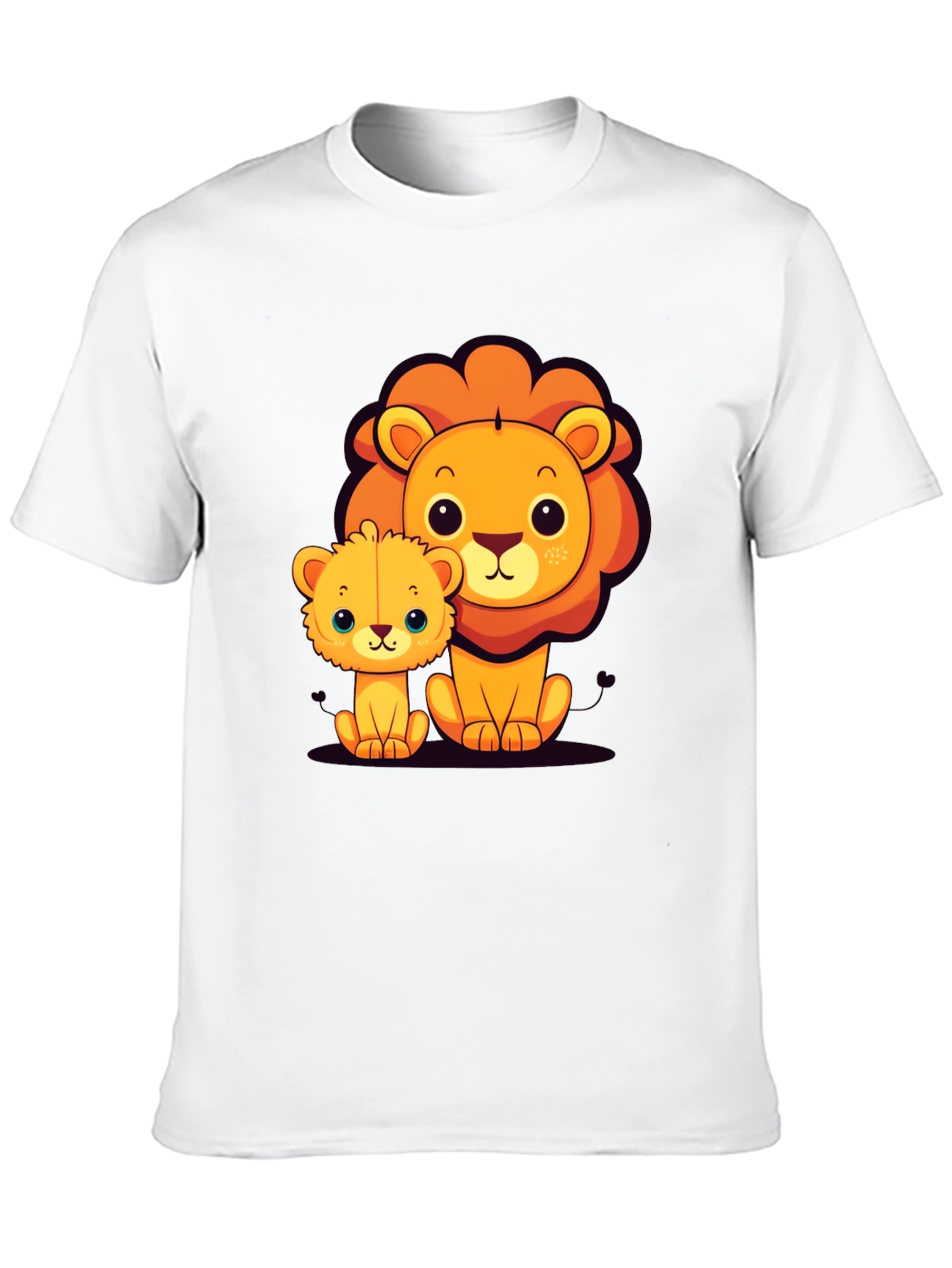 Cute Lion Family Graphic Tee - Black