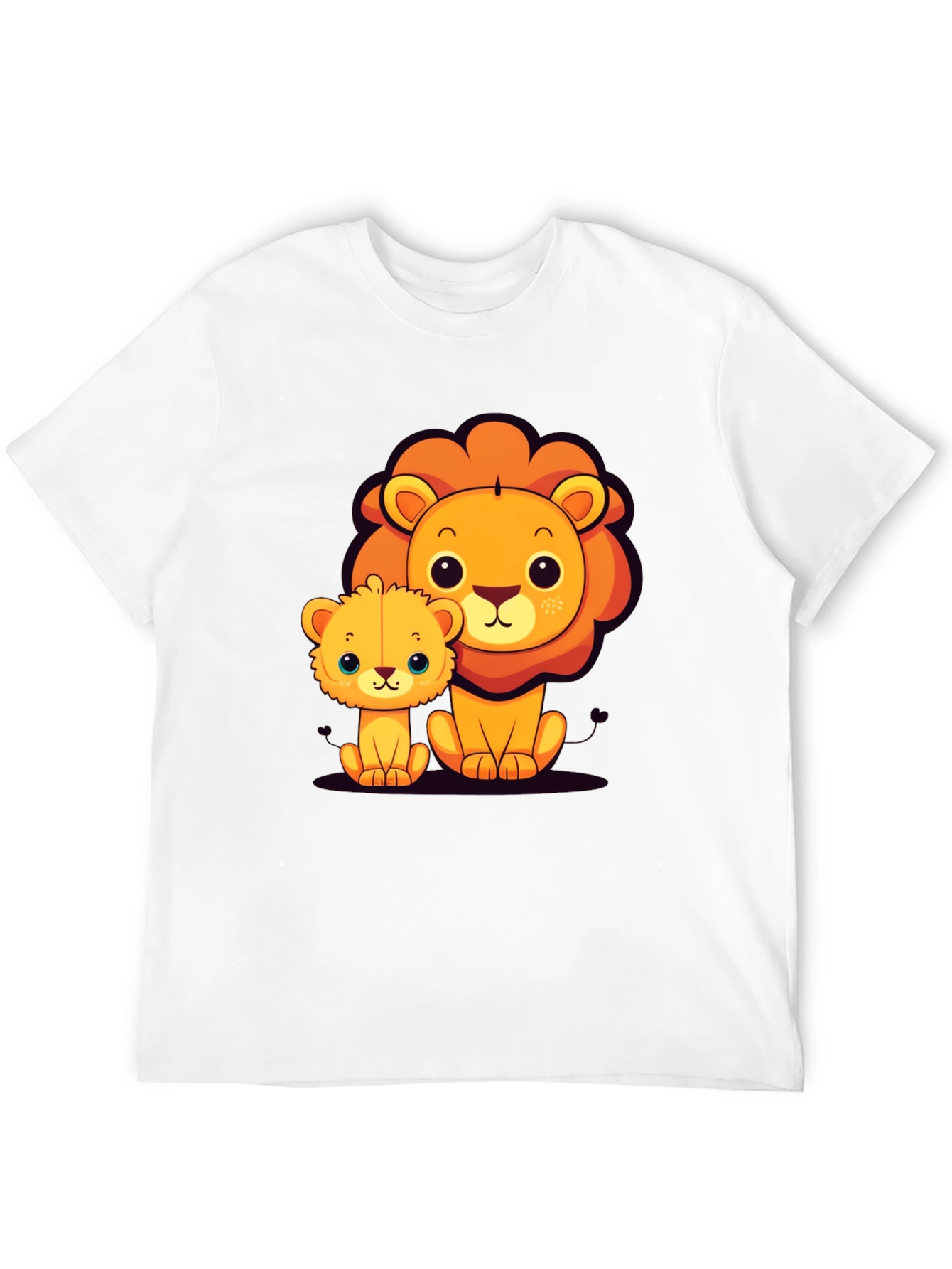 Cute Lion Family Graphic Tee - Black