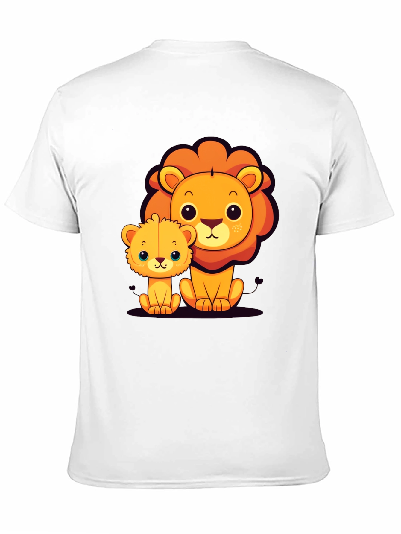 Cute Lion Family Graphic Tee - Black