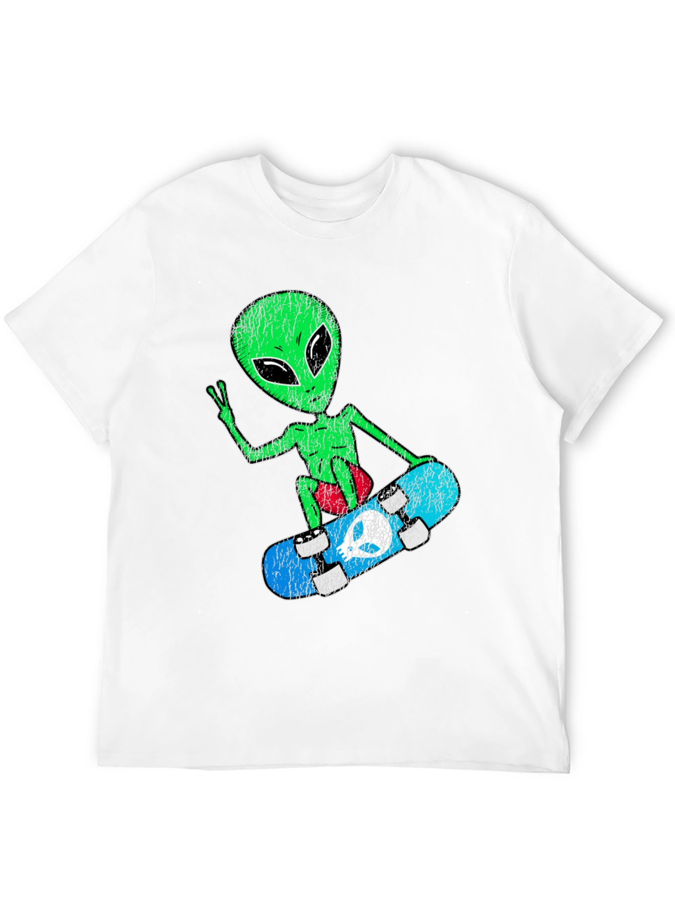 Skateboarding Alien Graphic Tee - Retro Style