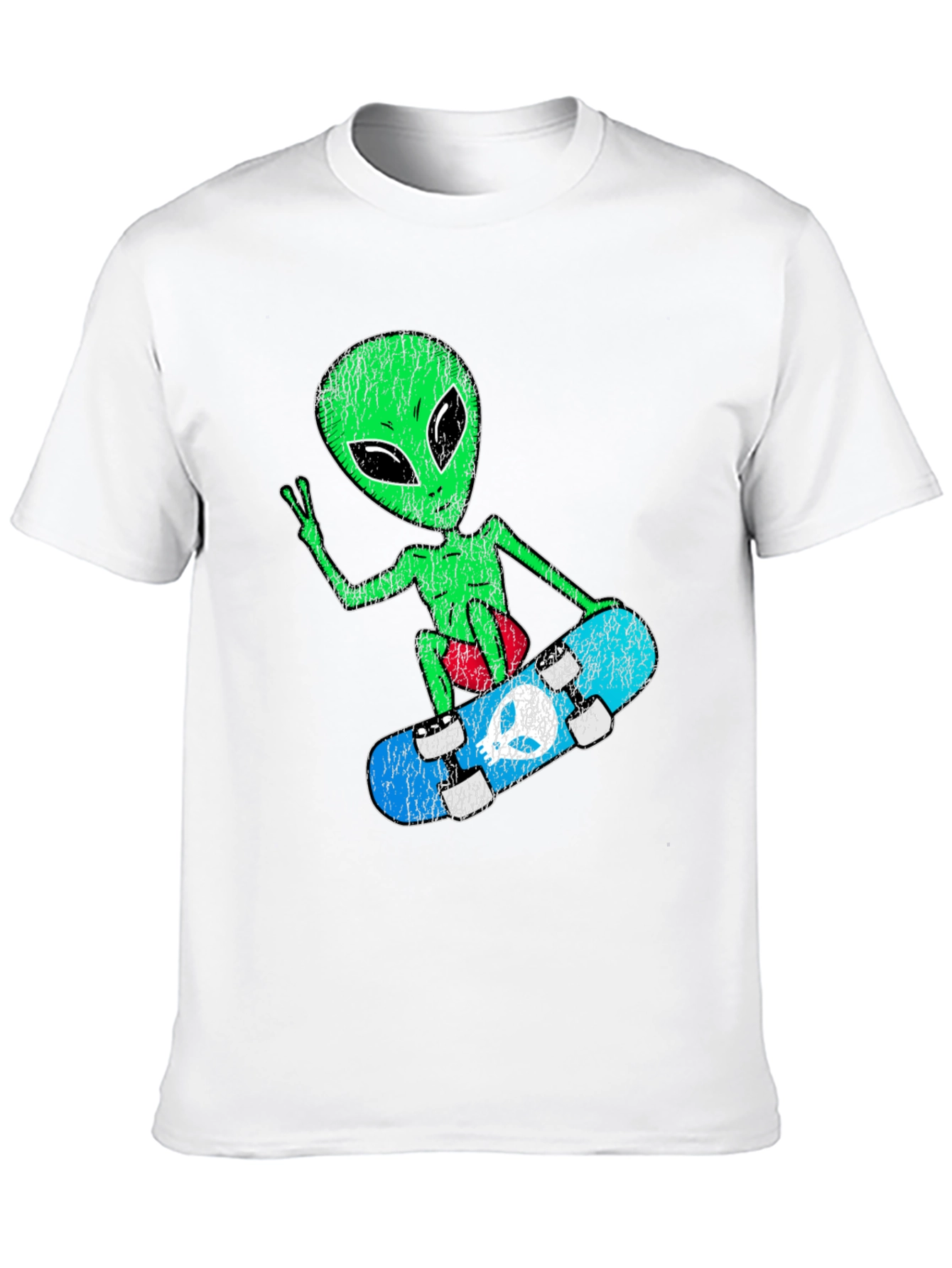 Skateboarding Alien Graphic Tee - Retro Style