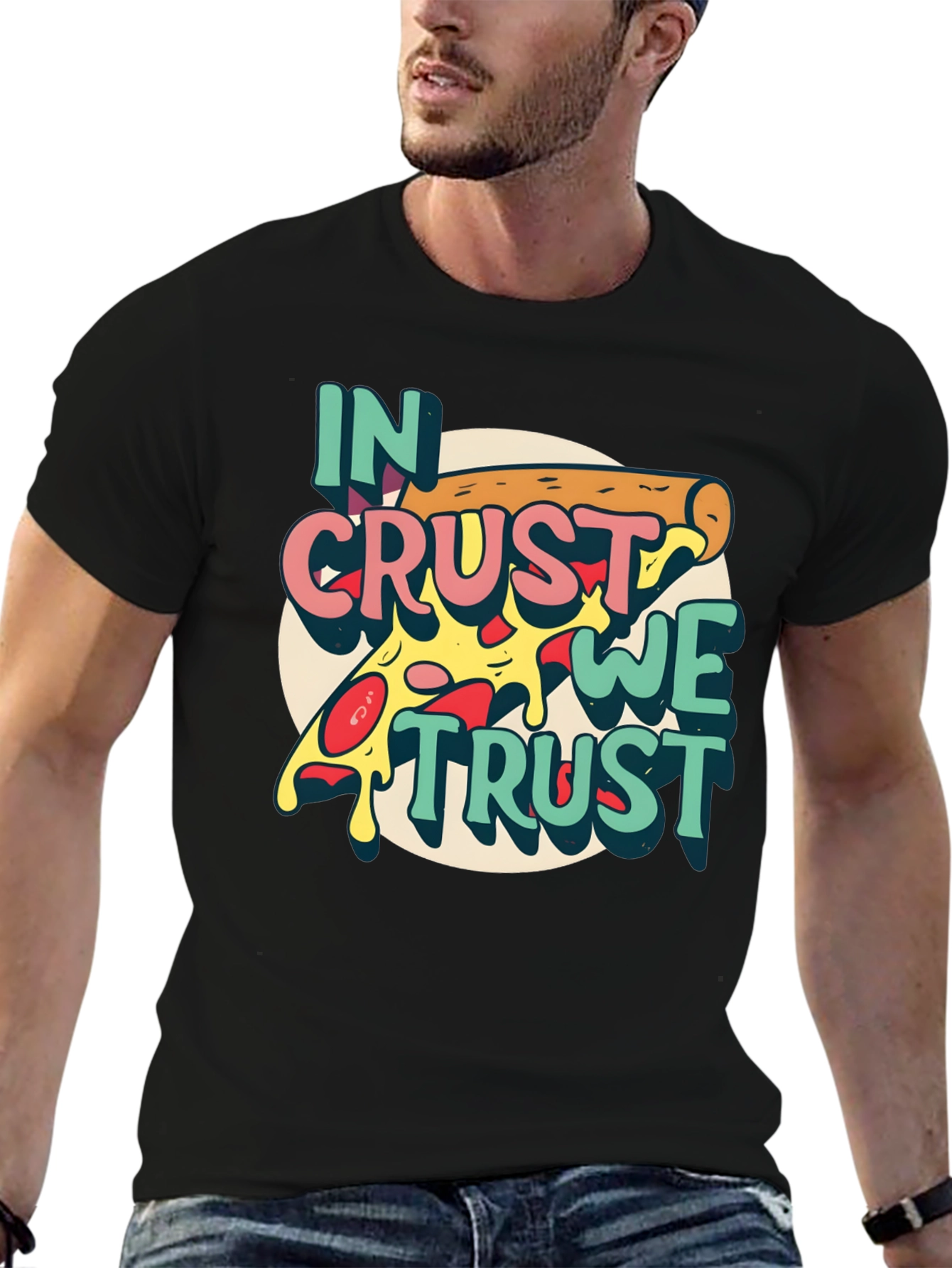 In Crust We Trust Pizza Graphic T-Shirt