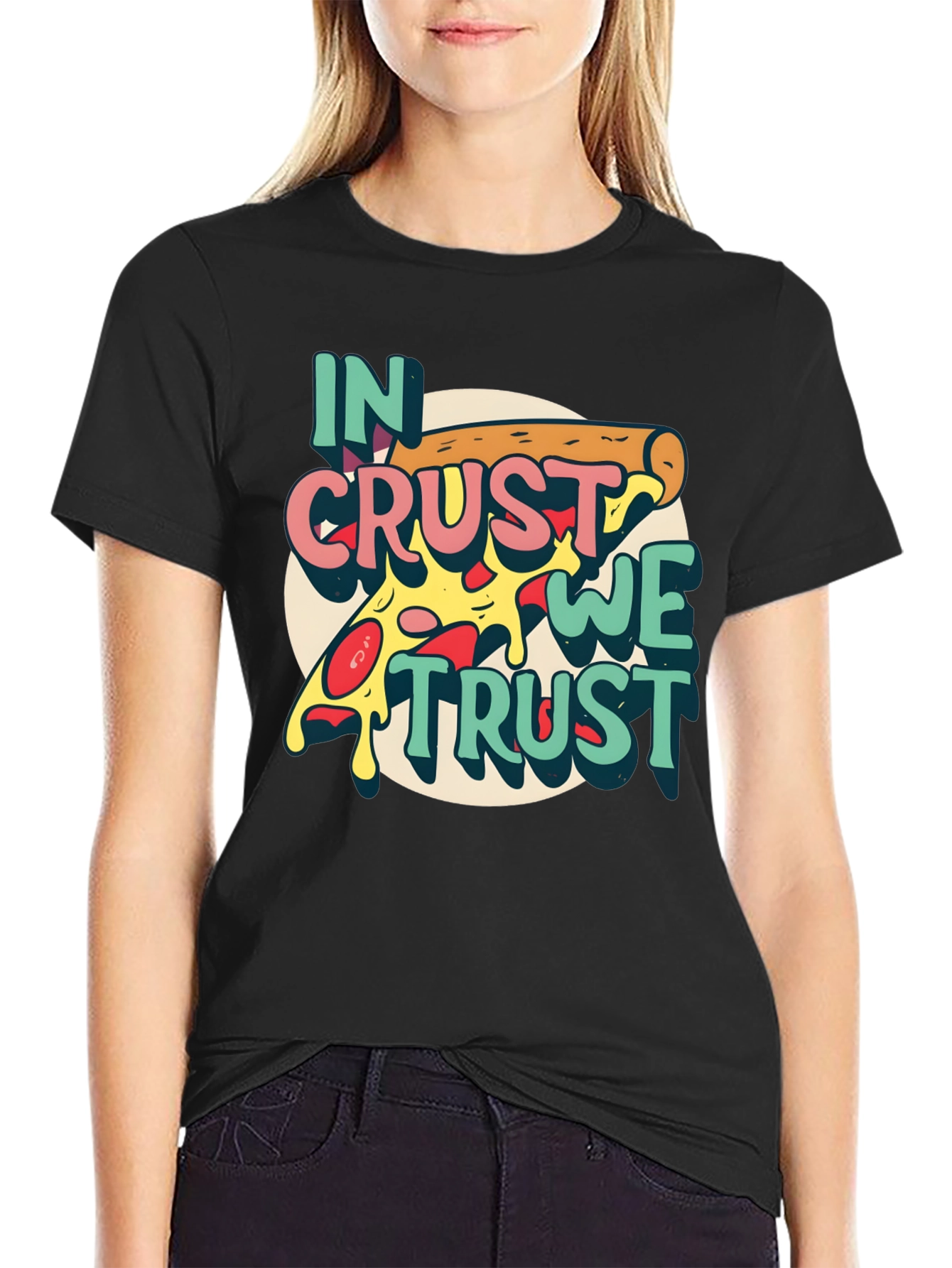 In Crust We Trust Pizza Graphic T-Shirt