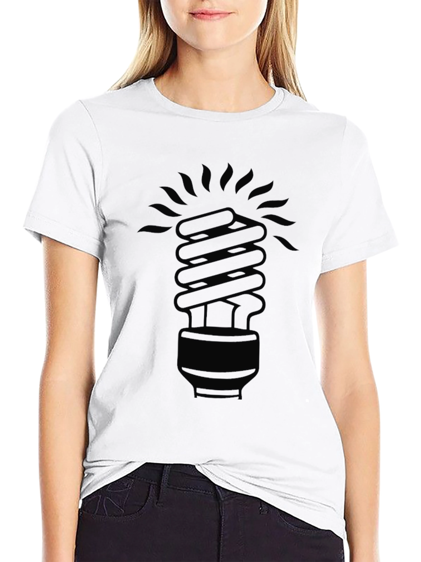 Mens Black CFL Lightbulb Graphic T-Shirt