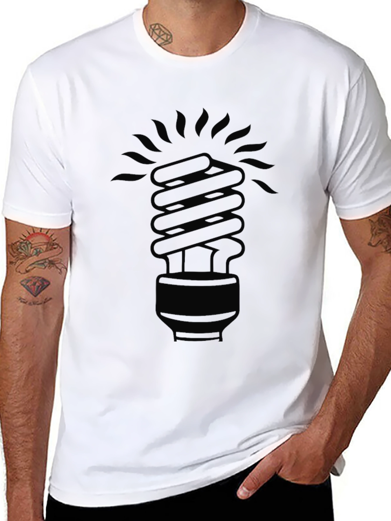 Mens Black CFL Lightbulb Graphic T-Shirt