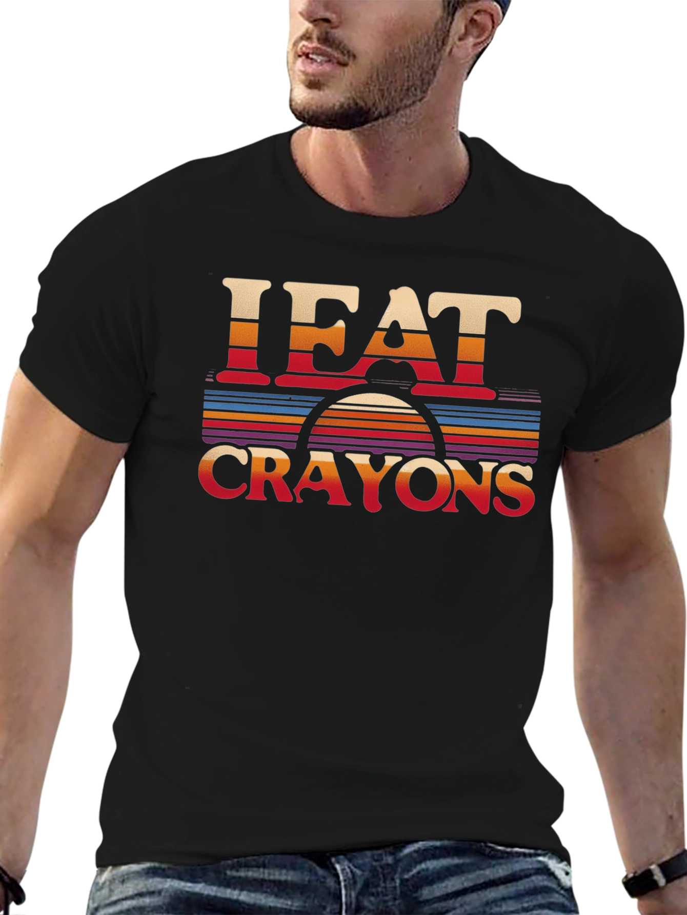 I Eat Crayons Retro Style Graphic T-Shirt