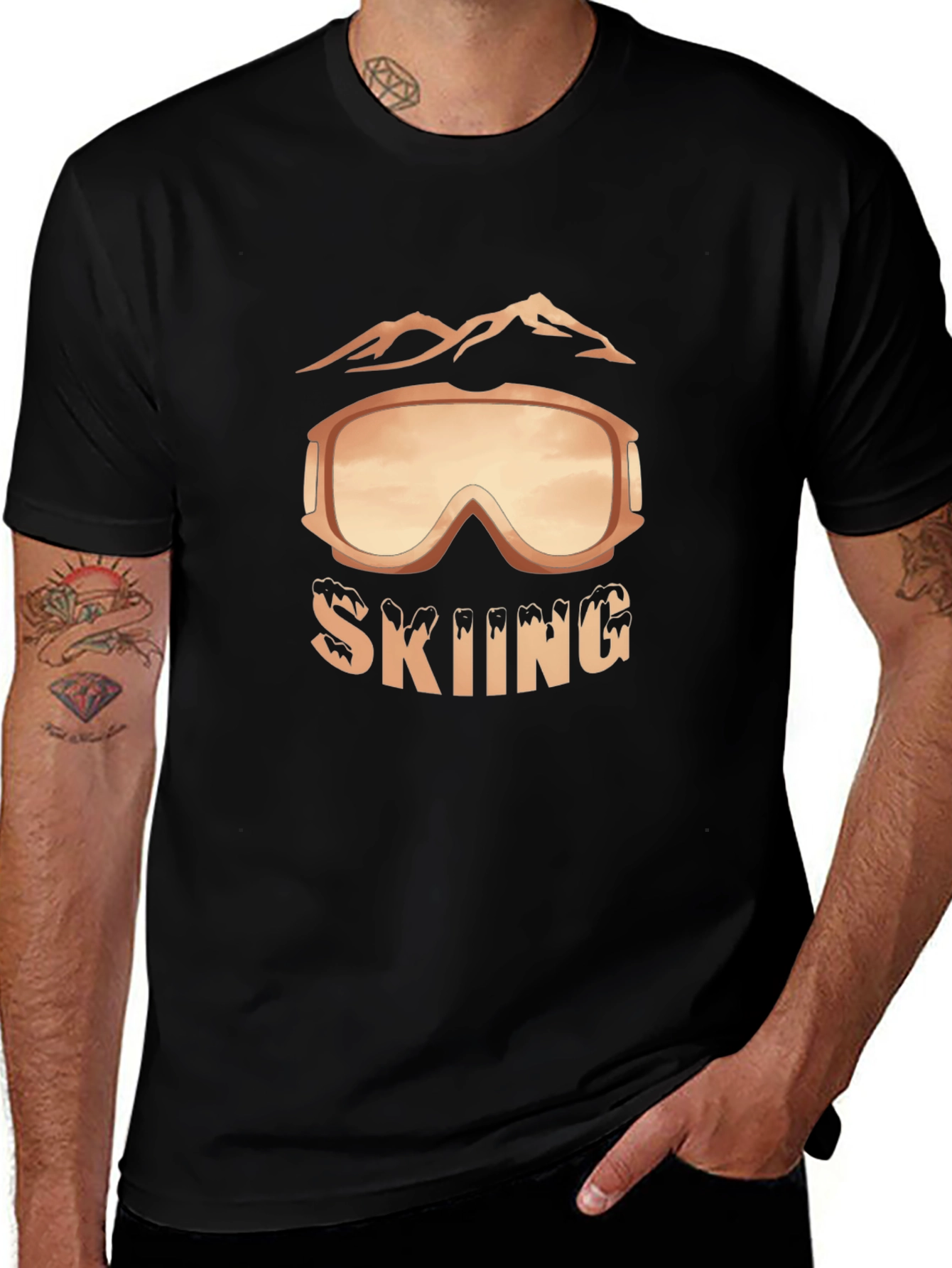 Skiing Graphic Tee - Mountain Goggles Design