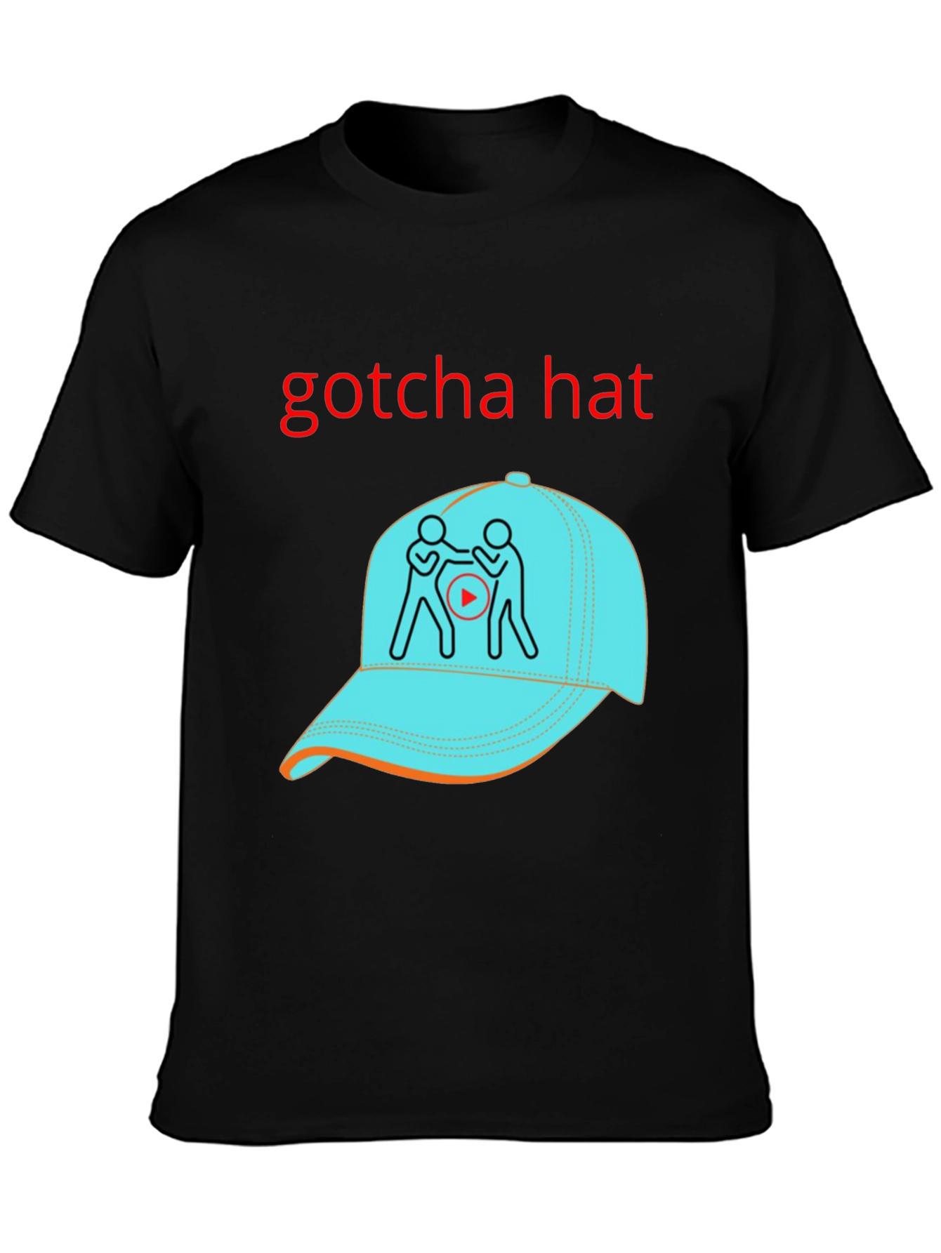 Gotcha Hat Graphic T-Shirt - Black Cotton Tee