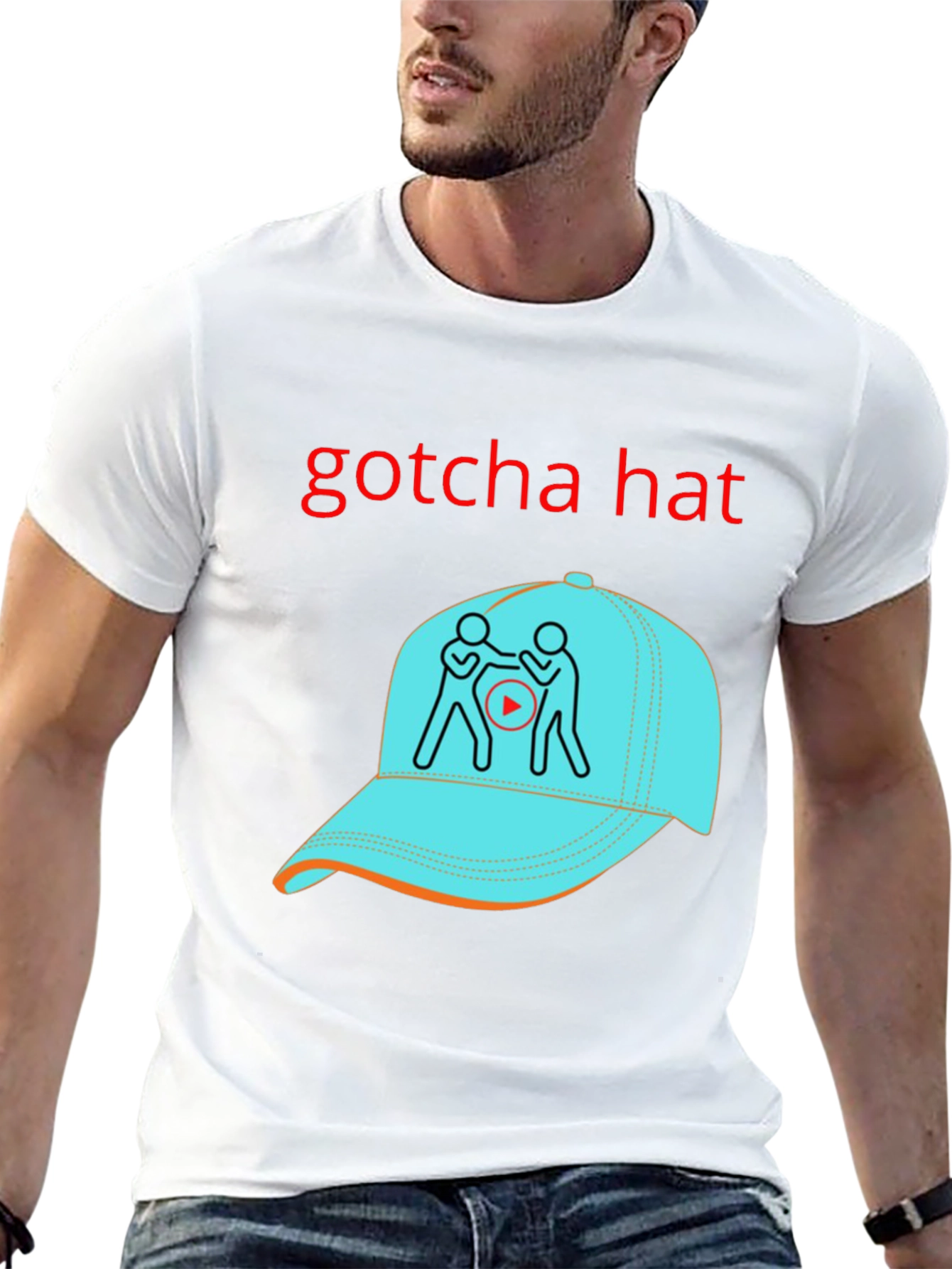 Gotcha Hat Graphic T-Shirt - Black Cotton Tee