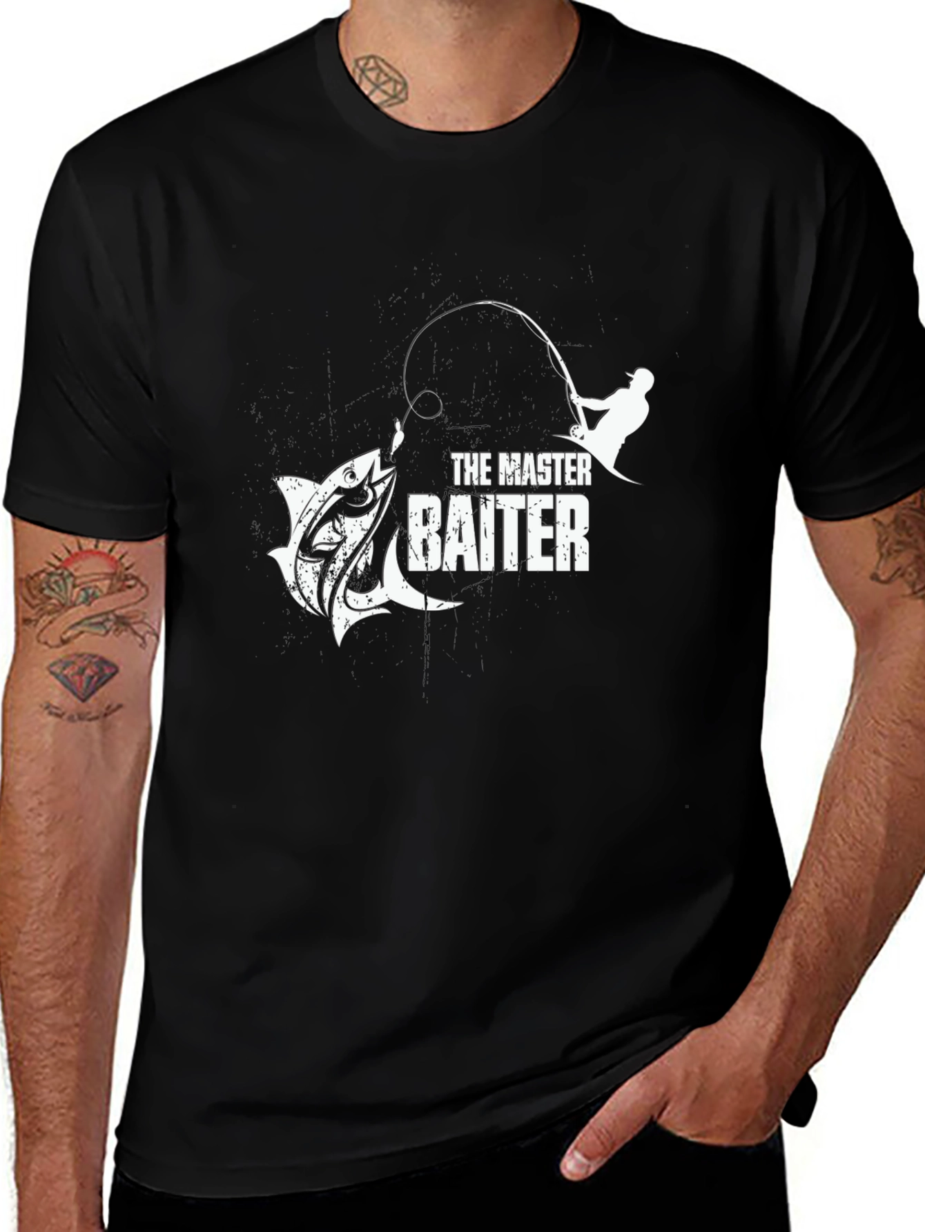 The Master Baiter Fishing T-Shirt - Black Graphic Tee