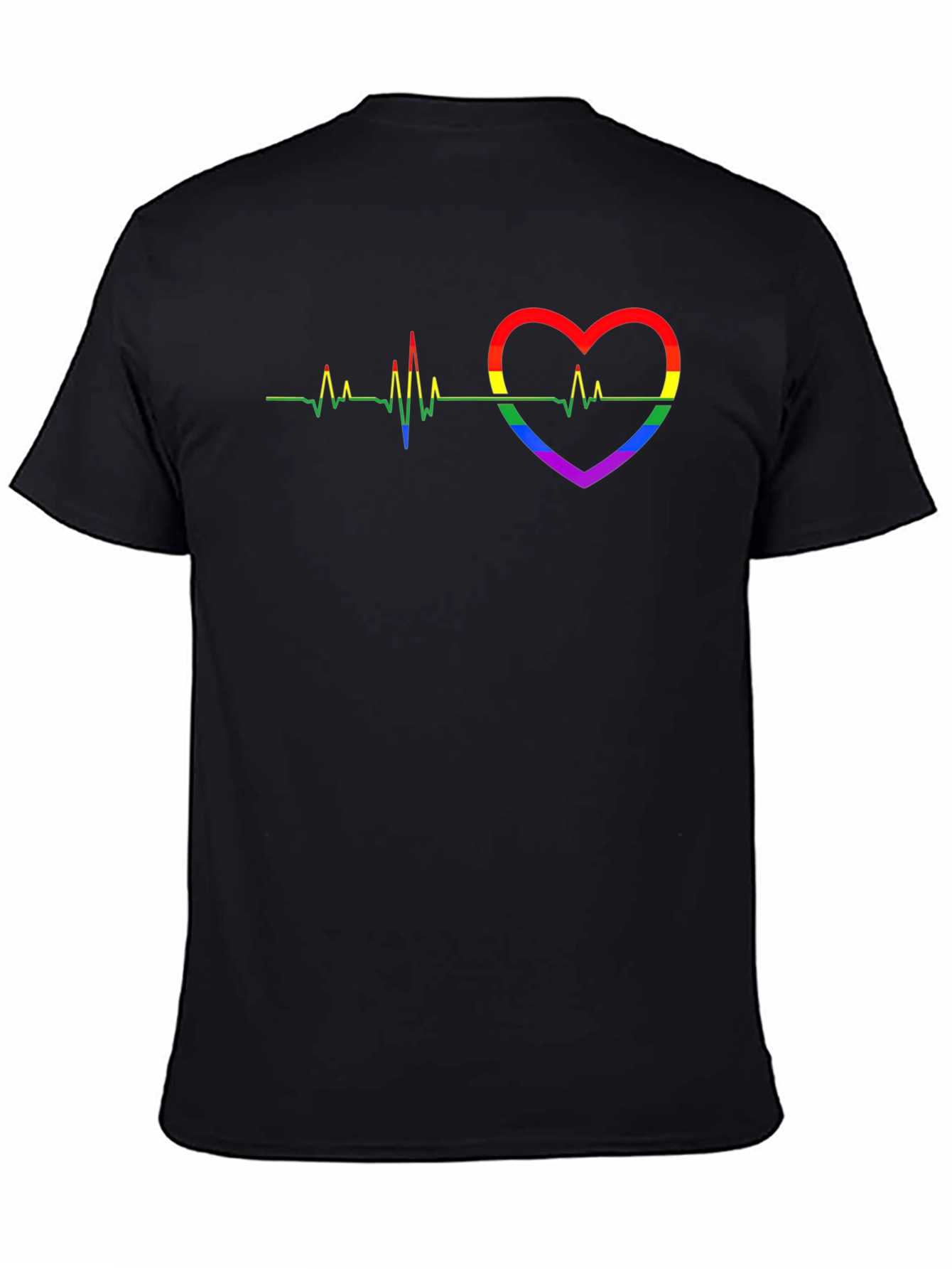 Pride Heartbeat Graphic Tee - Black Cotton T-Shirt