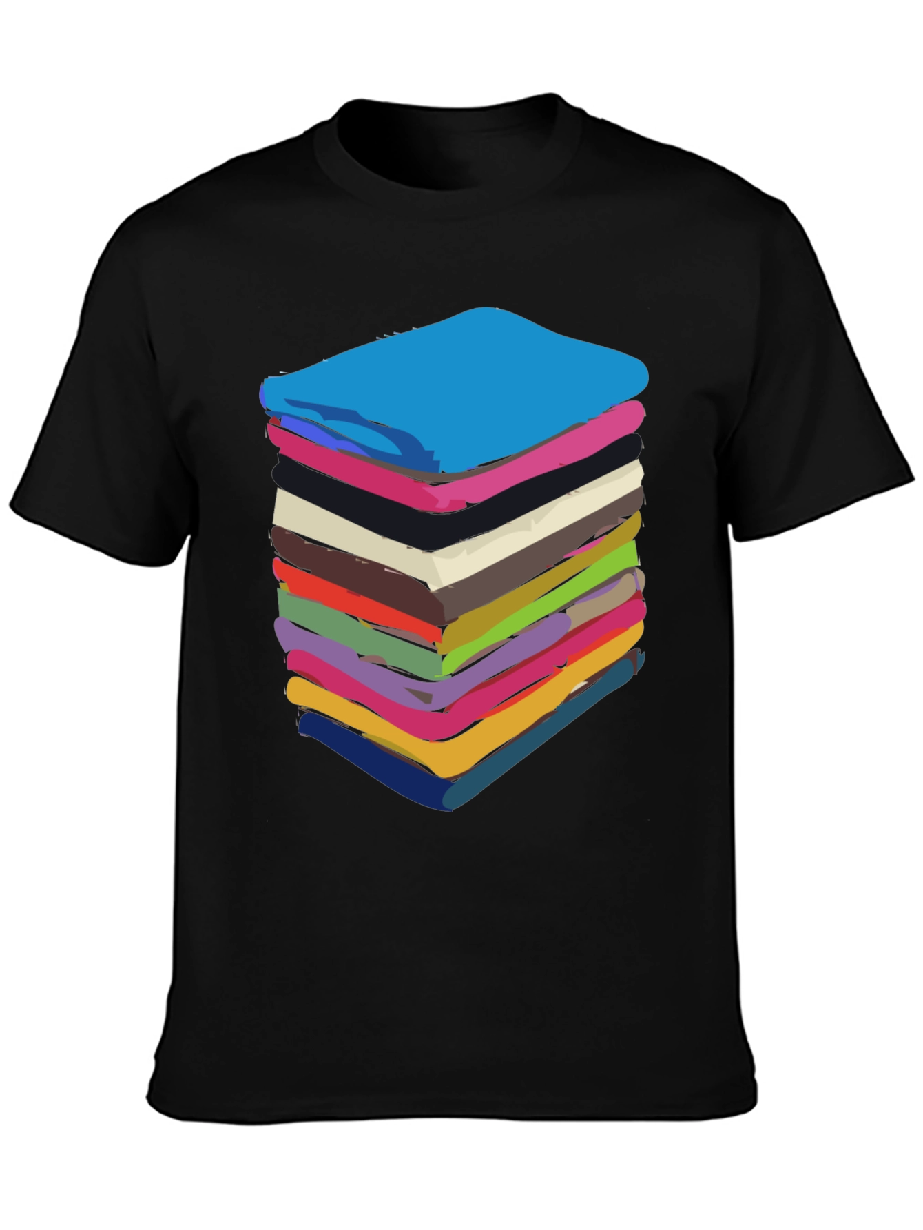 Stack of Towels Graphic Black Tee