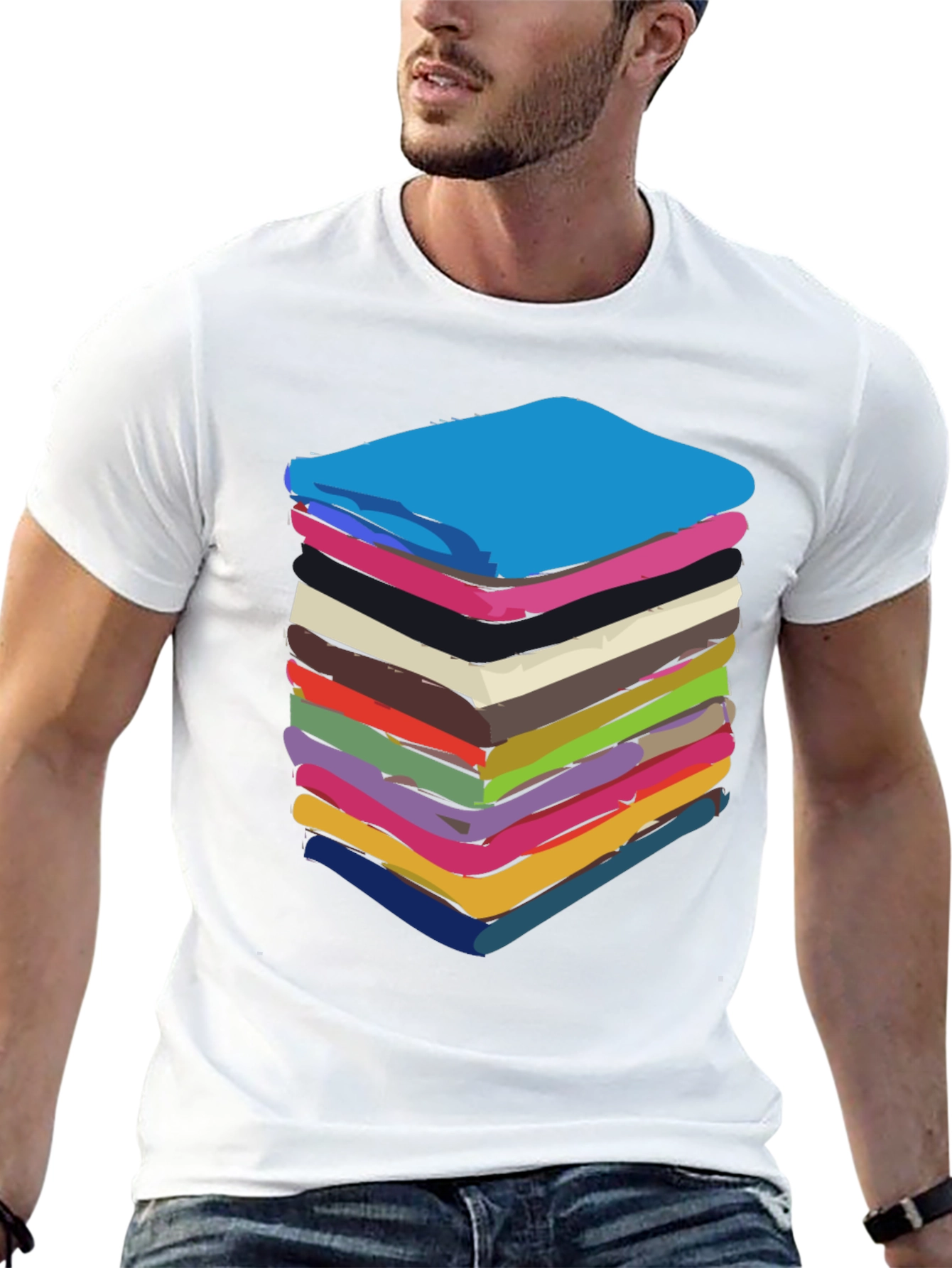 Stack of Towels Graphic Black Tee