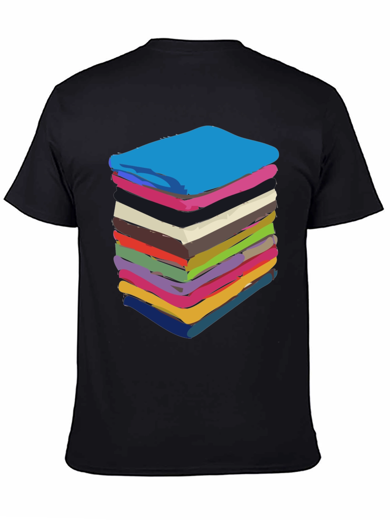 Stack of Towels Graphic Black Tee