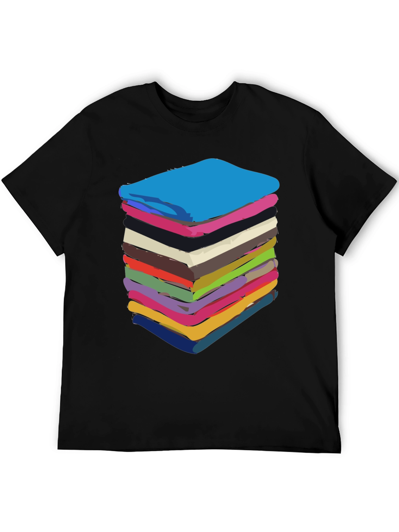 Stack of Towels Graphic Black Tee