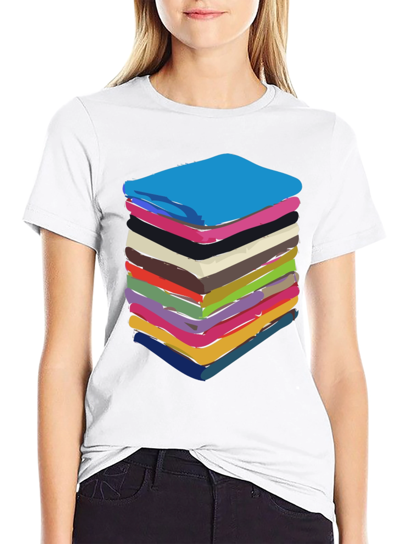 Stack of Towels Graphic Black Tee
