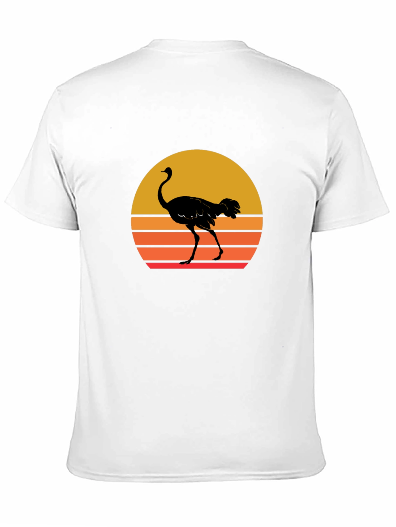 Ostrich Sunset Graphic Tee - Black Cotton T-Shirt