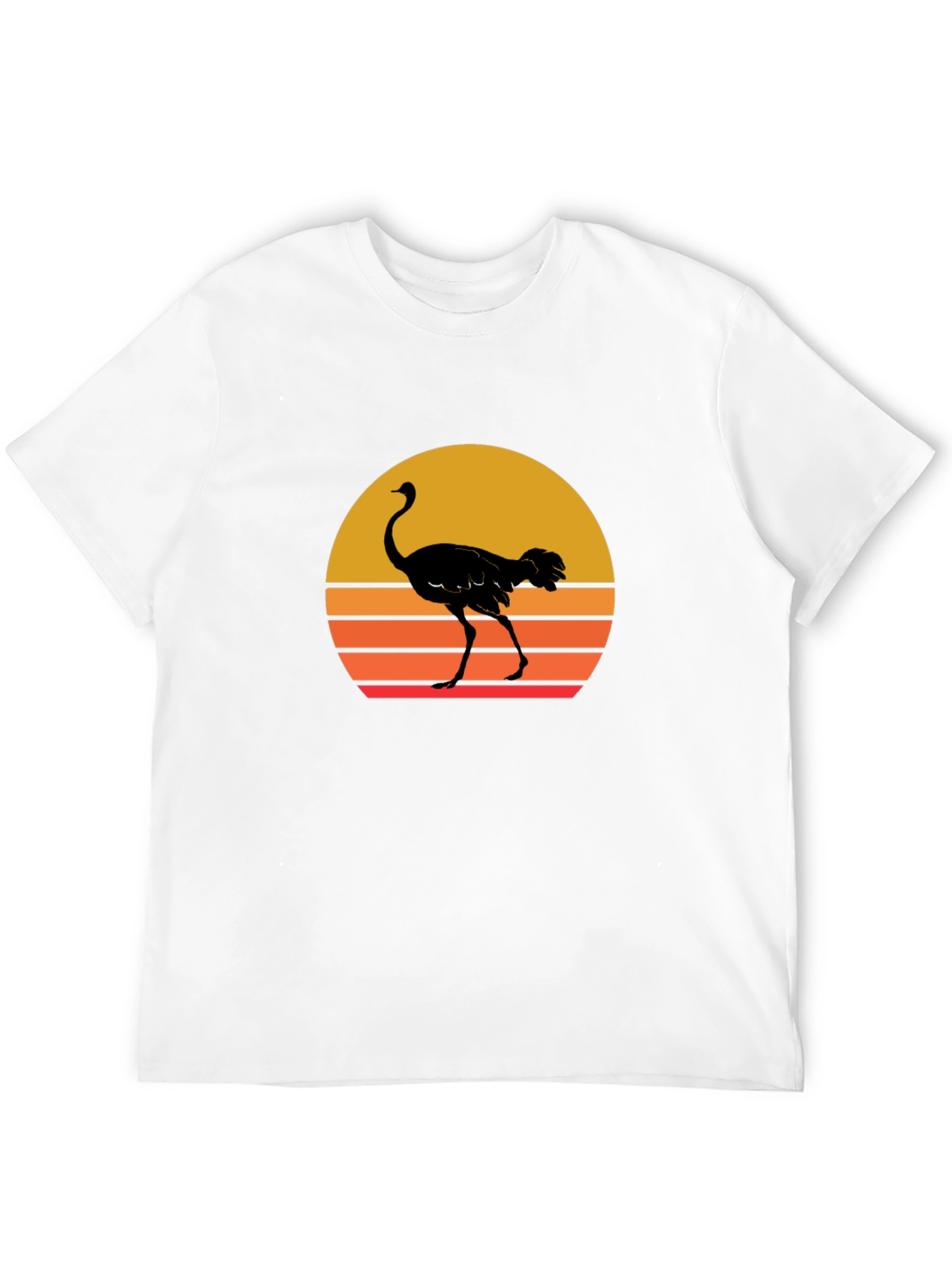 Ostrich Sunset Graphic Tee - Black Cotton T-Shirt