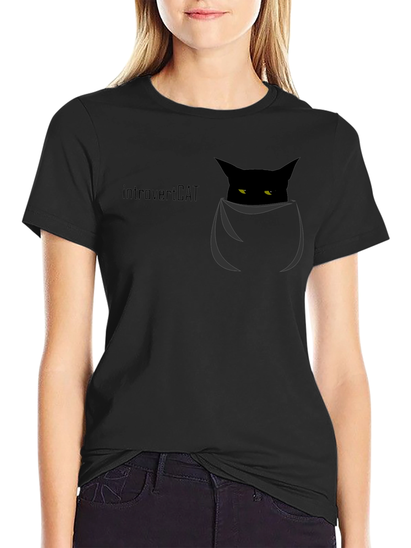 Introvert Cat Pocket T-Shirt