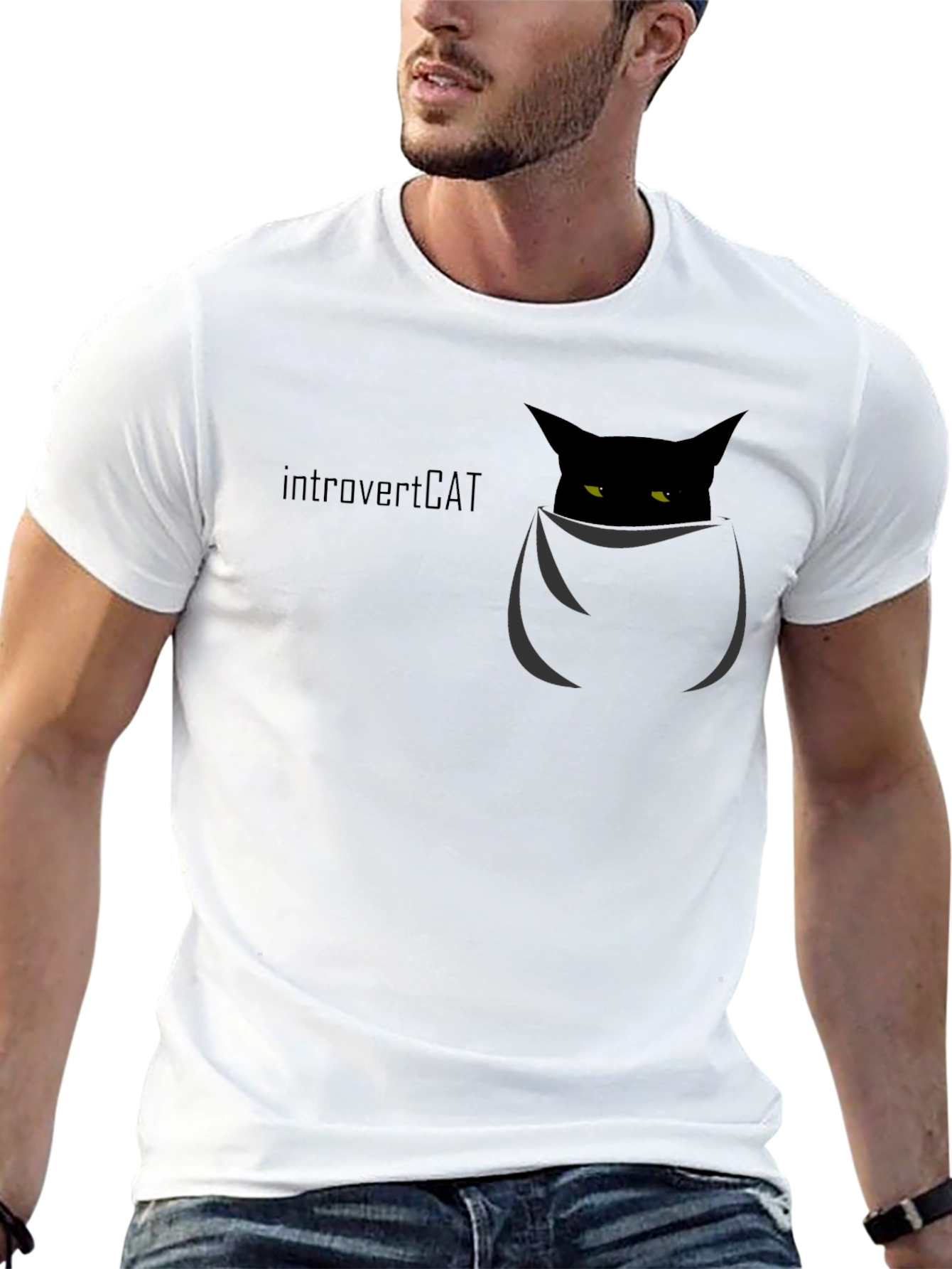 Introvert Cat Pocket T-Shirt